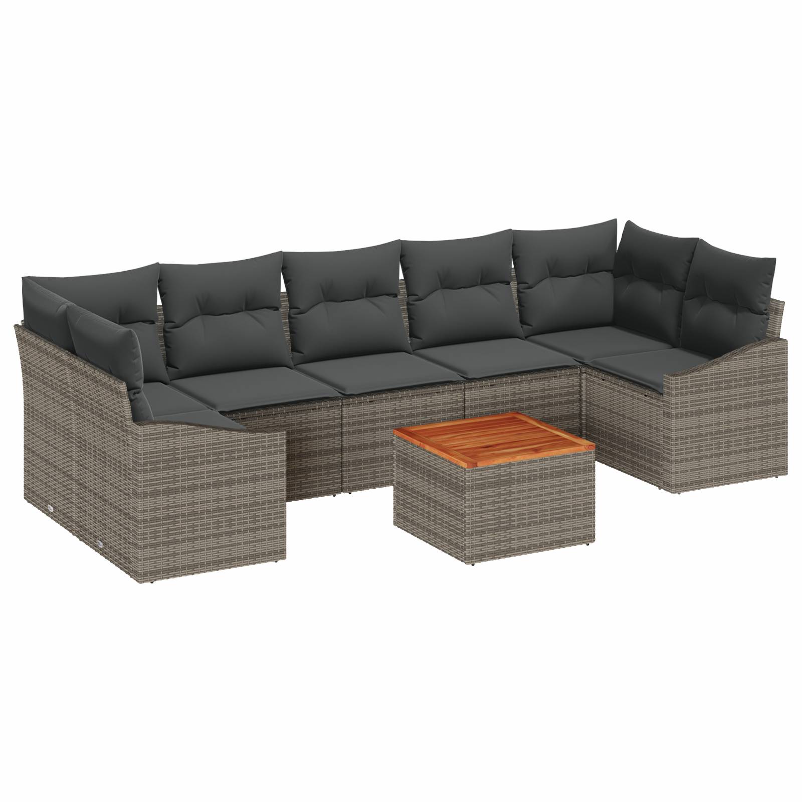vidaXL 8-teiliges Garten-Sofa Set mit Kissen Grau Poly Rattan Akazie