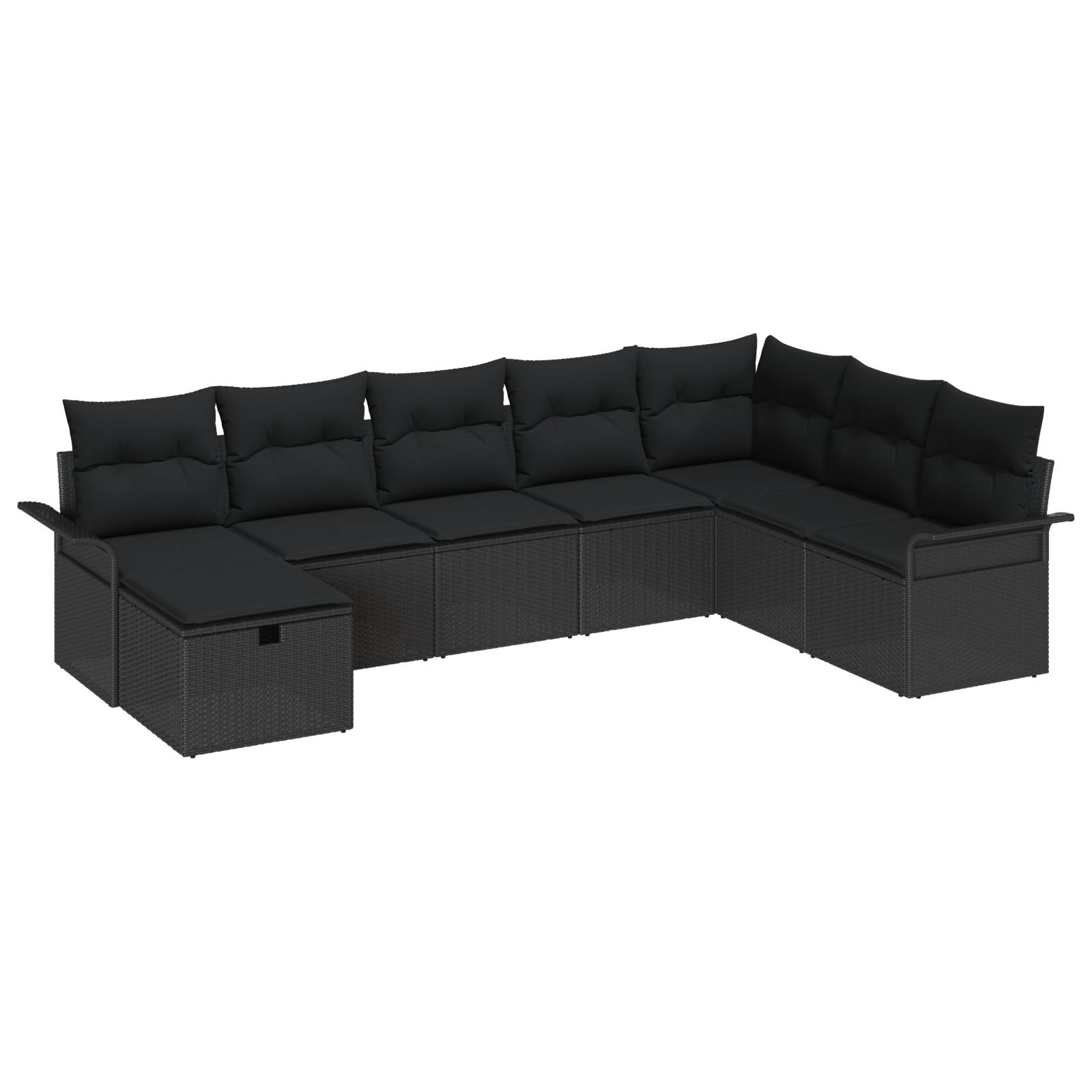 vidaXL 8-teiliges Garten Sofa Set mit Kissen Schwarz Poly Rattan