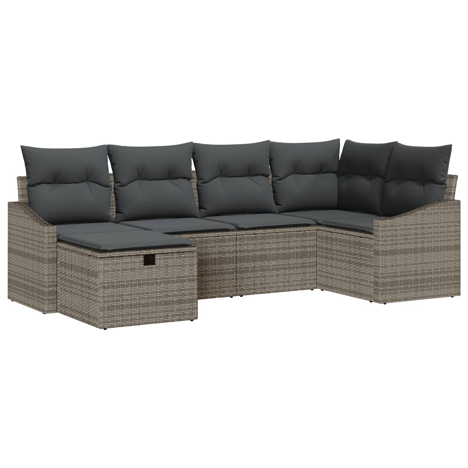 vidaXL 6-tlg. Garten-Sofagarnitur mit Kissen Grau Poly Rattan