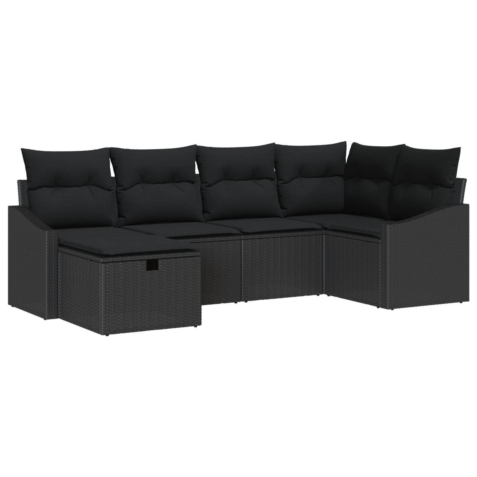 vidaXL 6-teiliges Garten-Sofa-Set mit Kissen Schwarz Poly Rattan