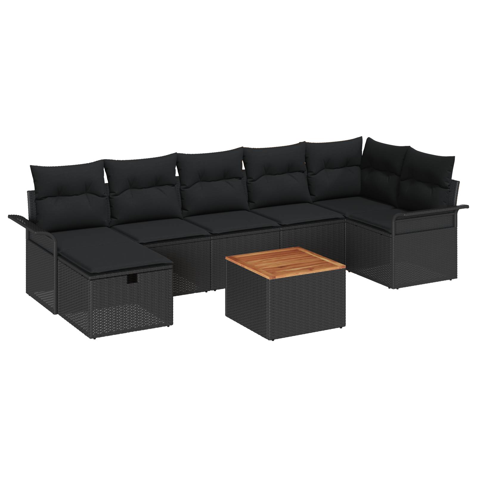 vidaXL 8-teiliges Garten Sofa Set mit Kissen Schwarz Poly Rattan