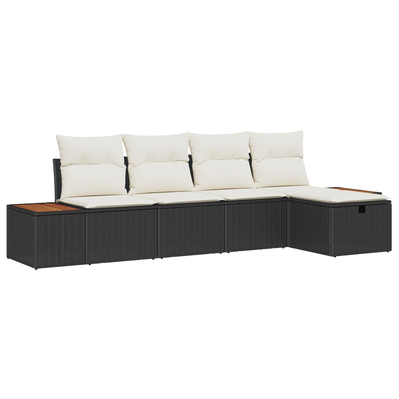 vidaXL 5-teilige Garten Sofa Set mit Kissen schwarzes Poly Rattan