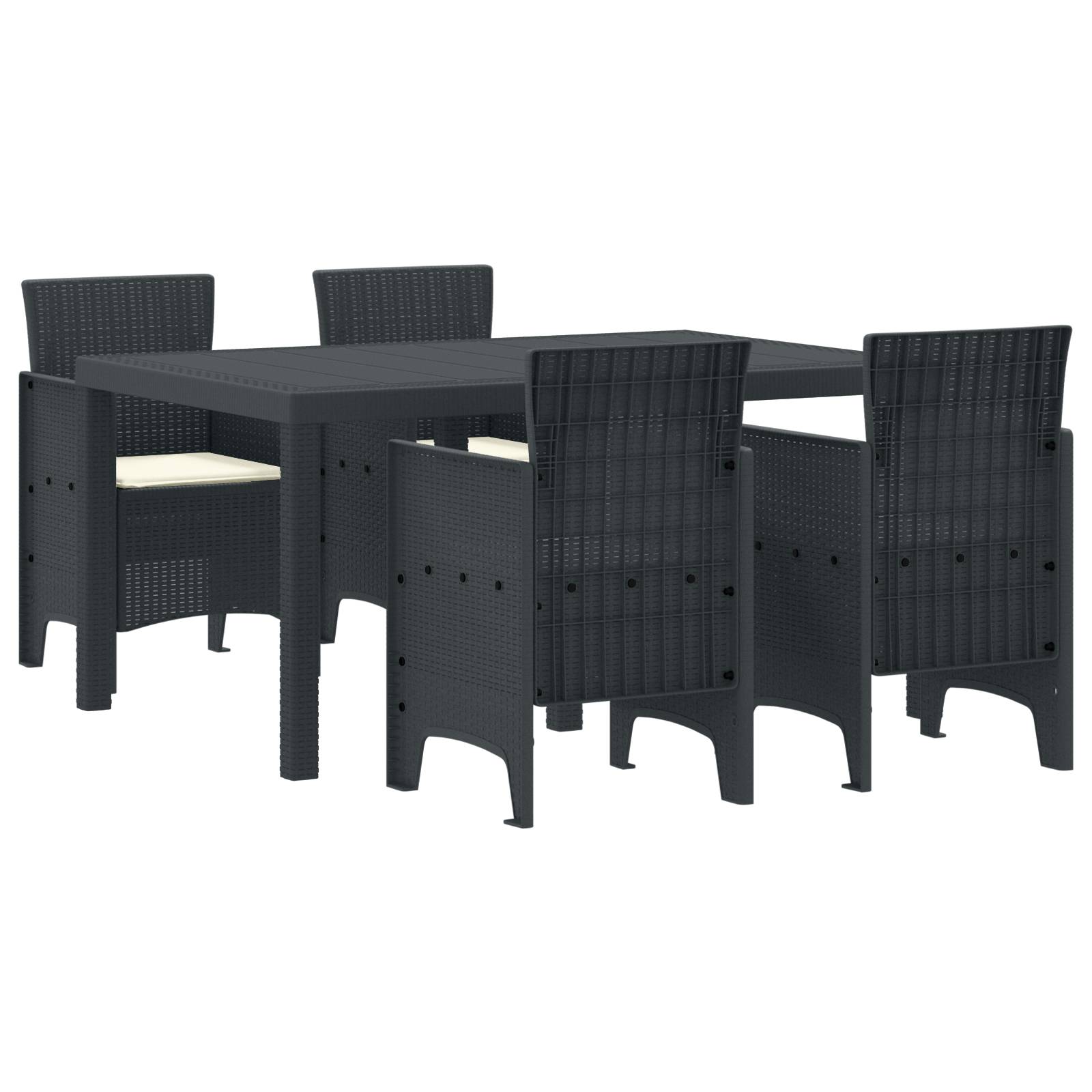 vidaXL 5-teiliges Garten Essset mit Kissen Anthrazit Poly Rattan