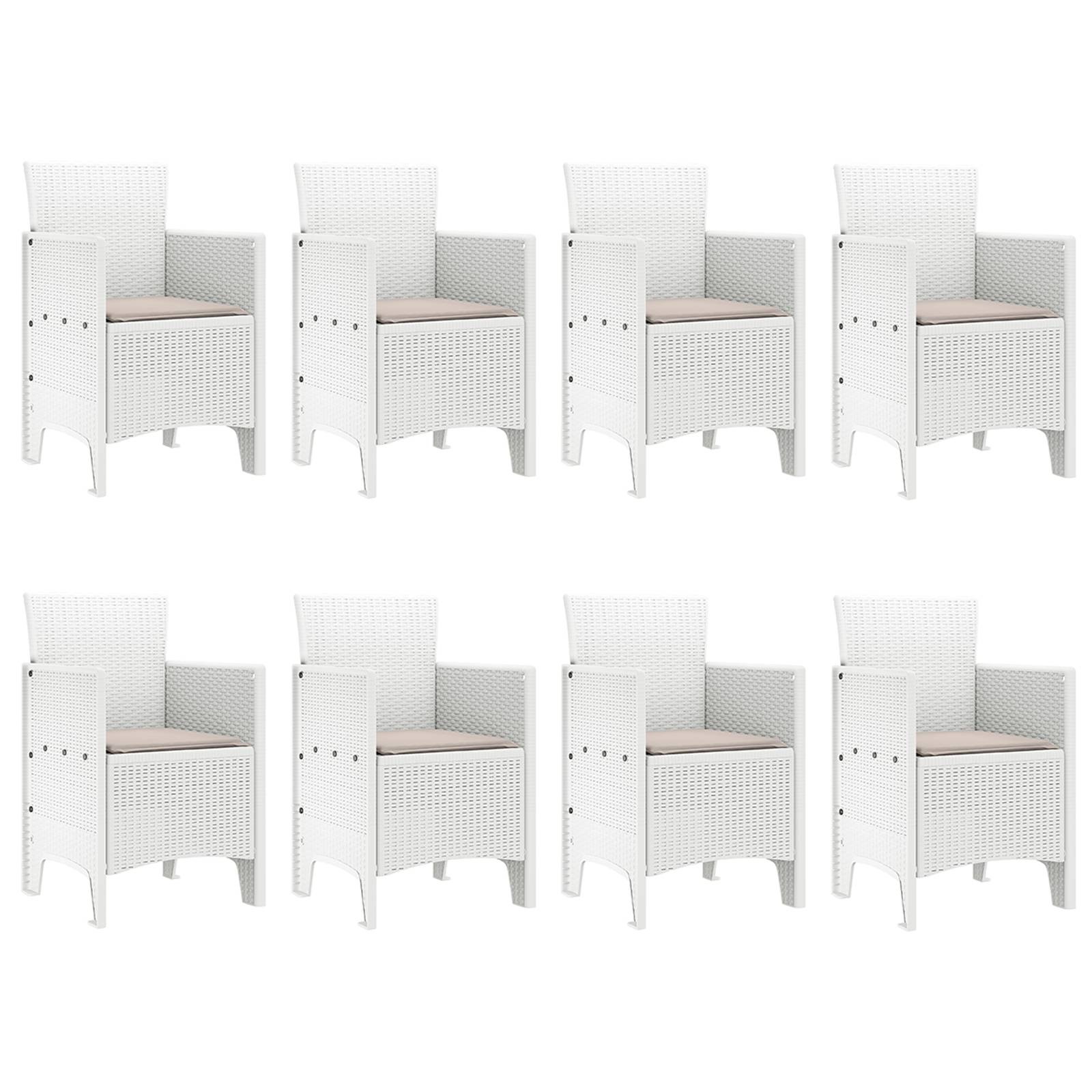 vidaXL 9-tlg. Garten-Essgruppe mit Kissen Hellgrau Poly Rattan