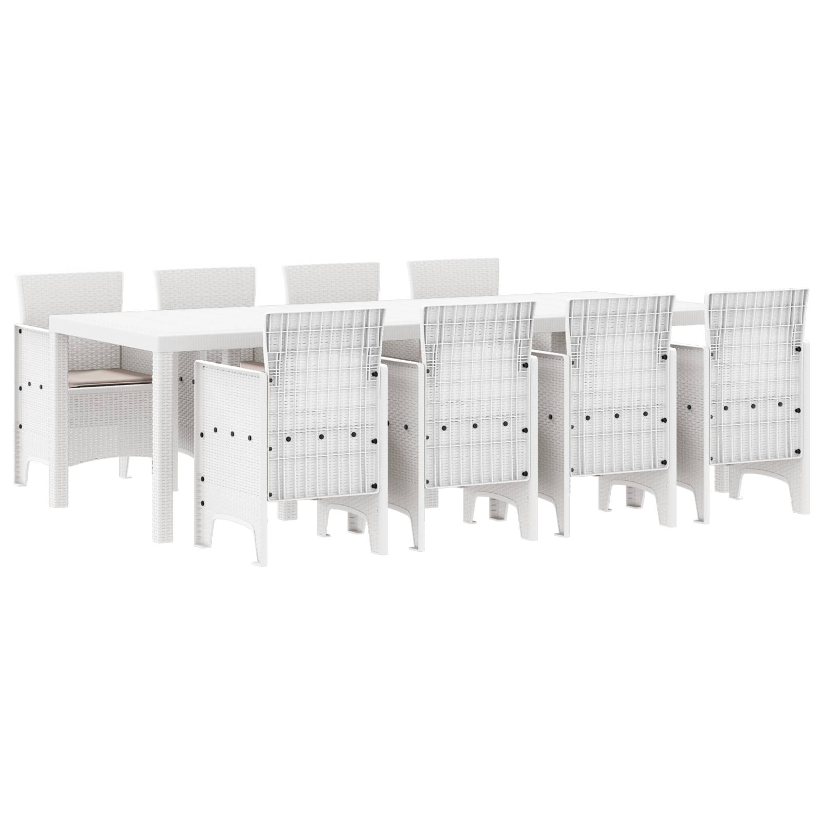 vidaXL 9-tlg. Garten-Essgruppe mit Kissen Hellgrau Poly Rattan