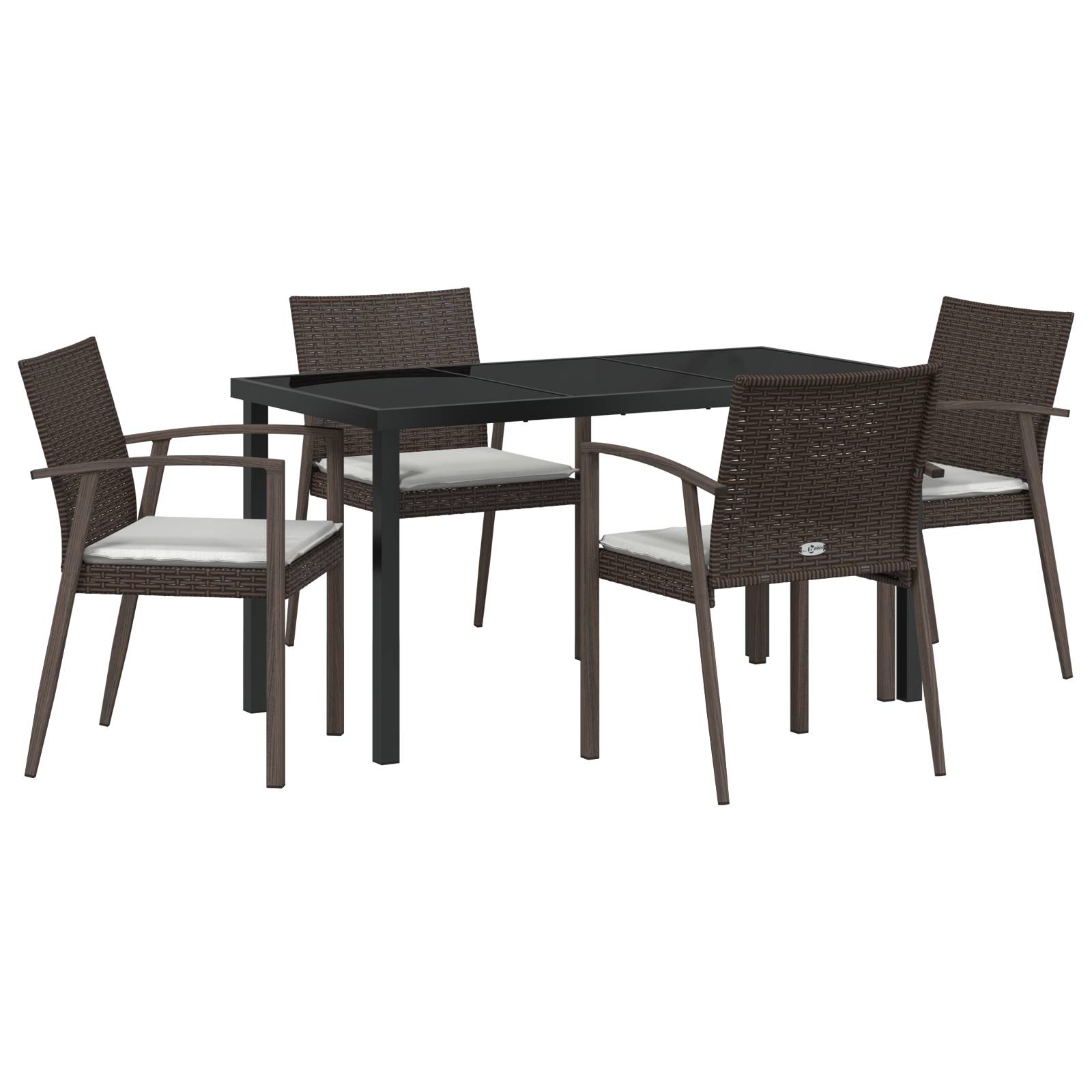 vidaXL 5-teiliges Gartentisch-Set mit Kissen Braun Poly Rattan