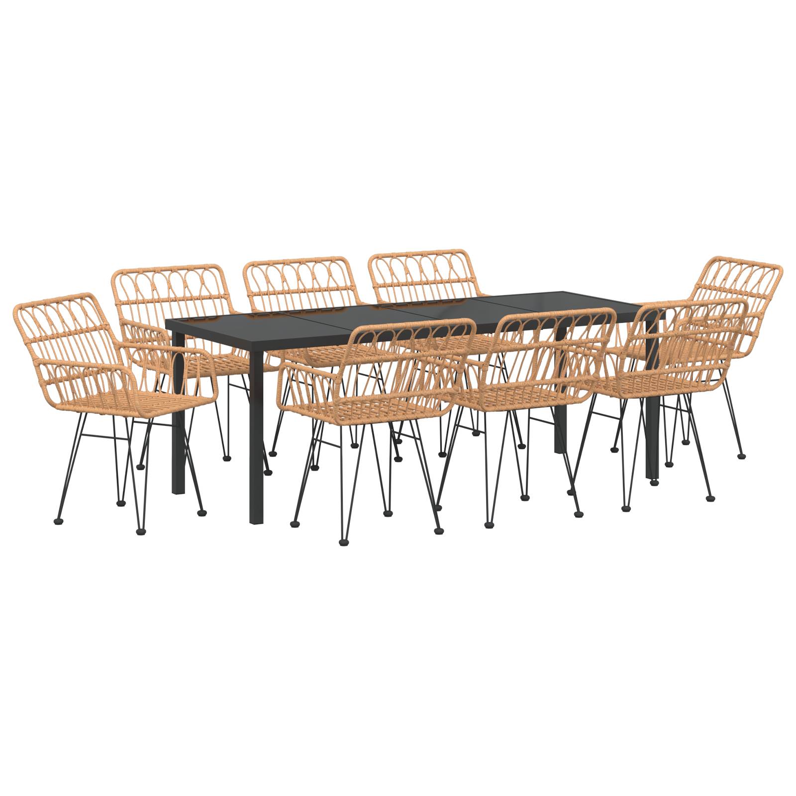 vidaXL 9-teiliges Garten-Dining-Set Brauner Poly-Rattan
