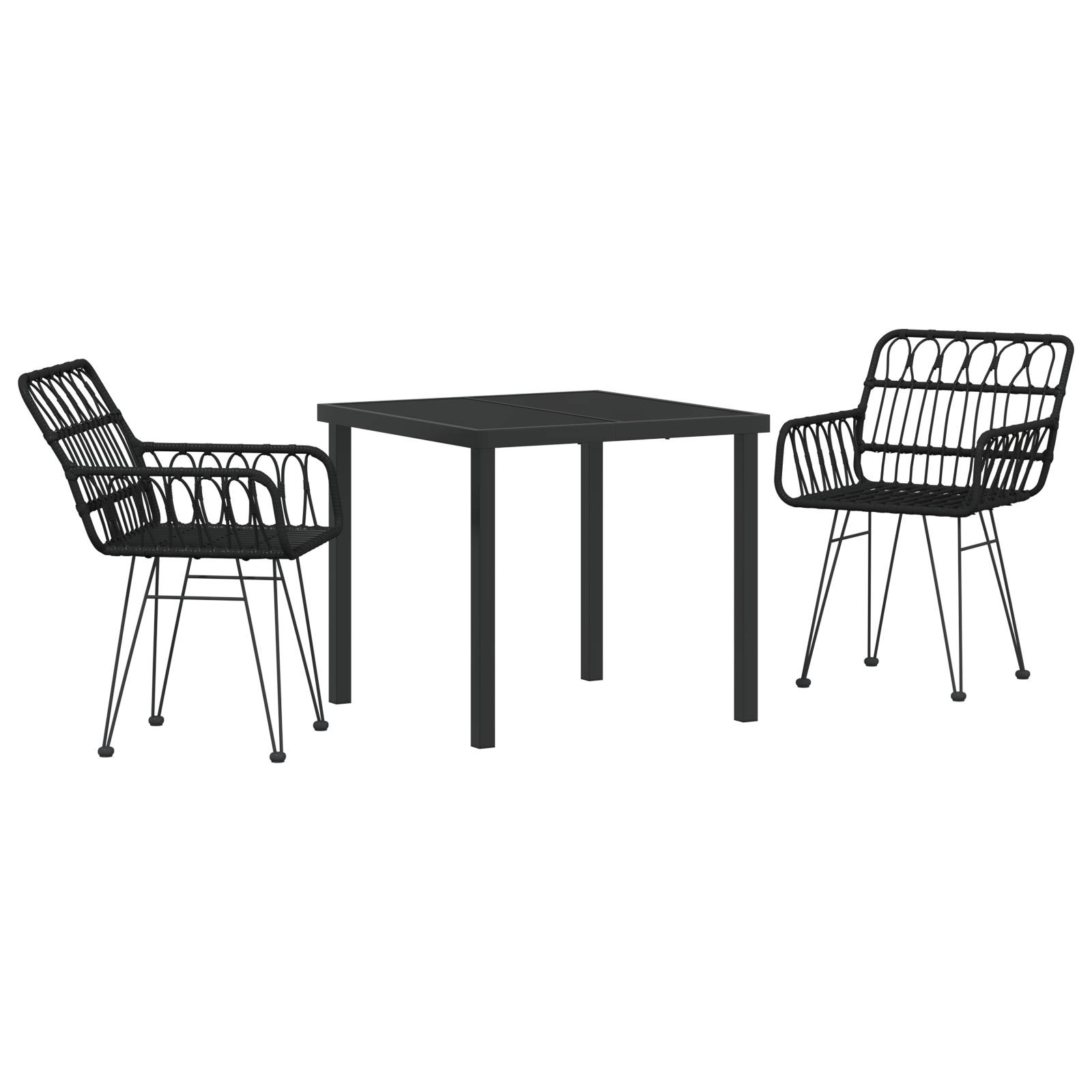 vidaXL 3-teiliges Garten Essset Schwarz Poly Rattan