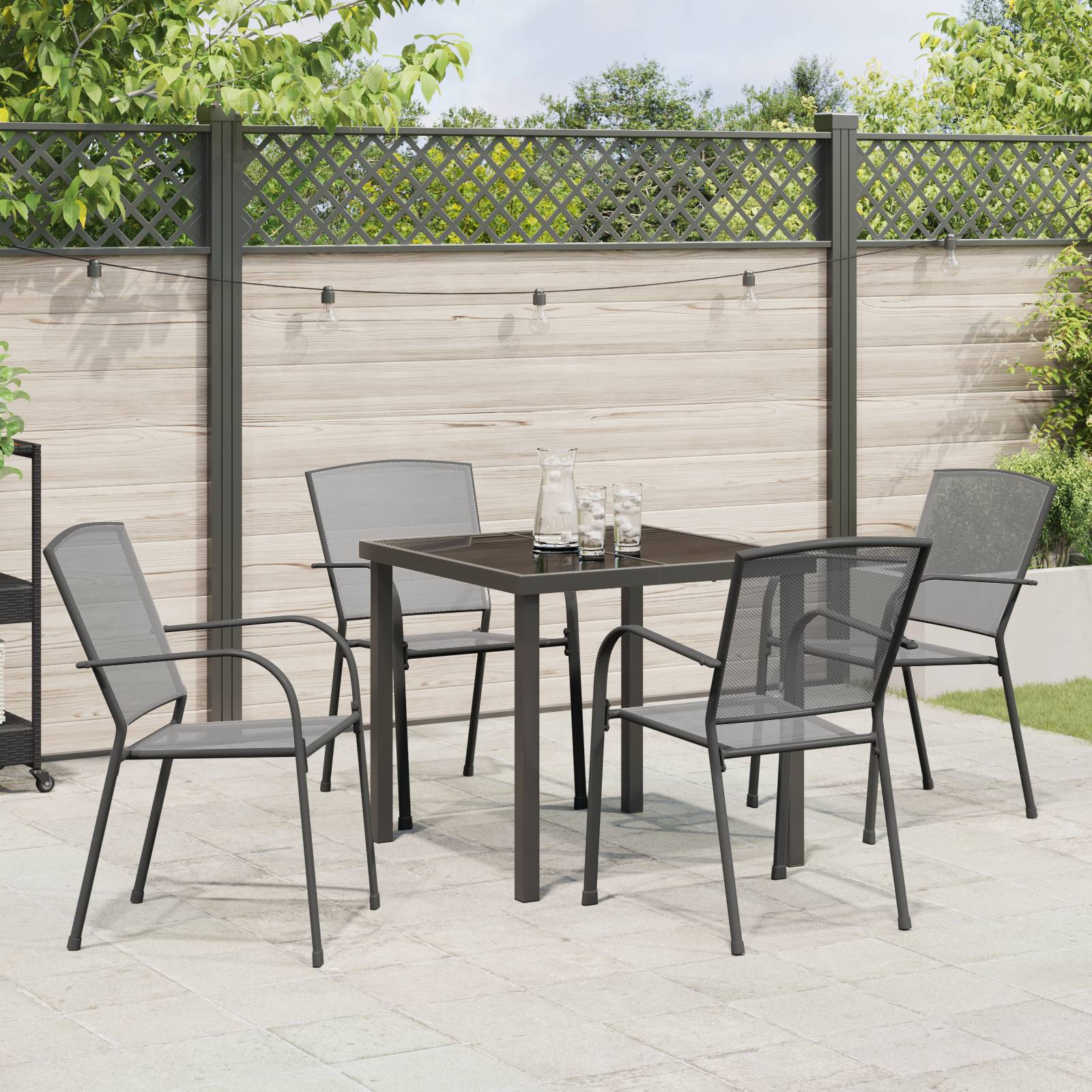 vidaXL 5-tlg. Garten-Essgruppe Anthrazit Stahl