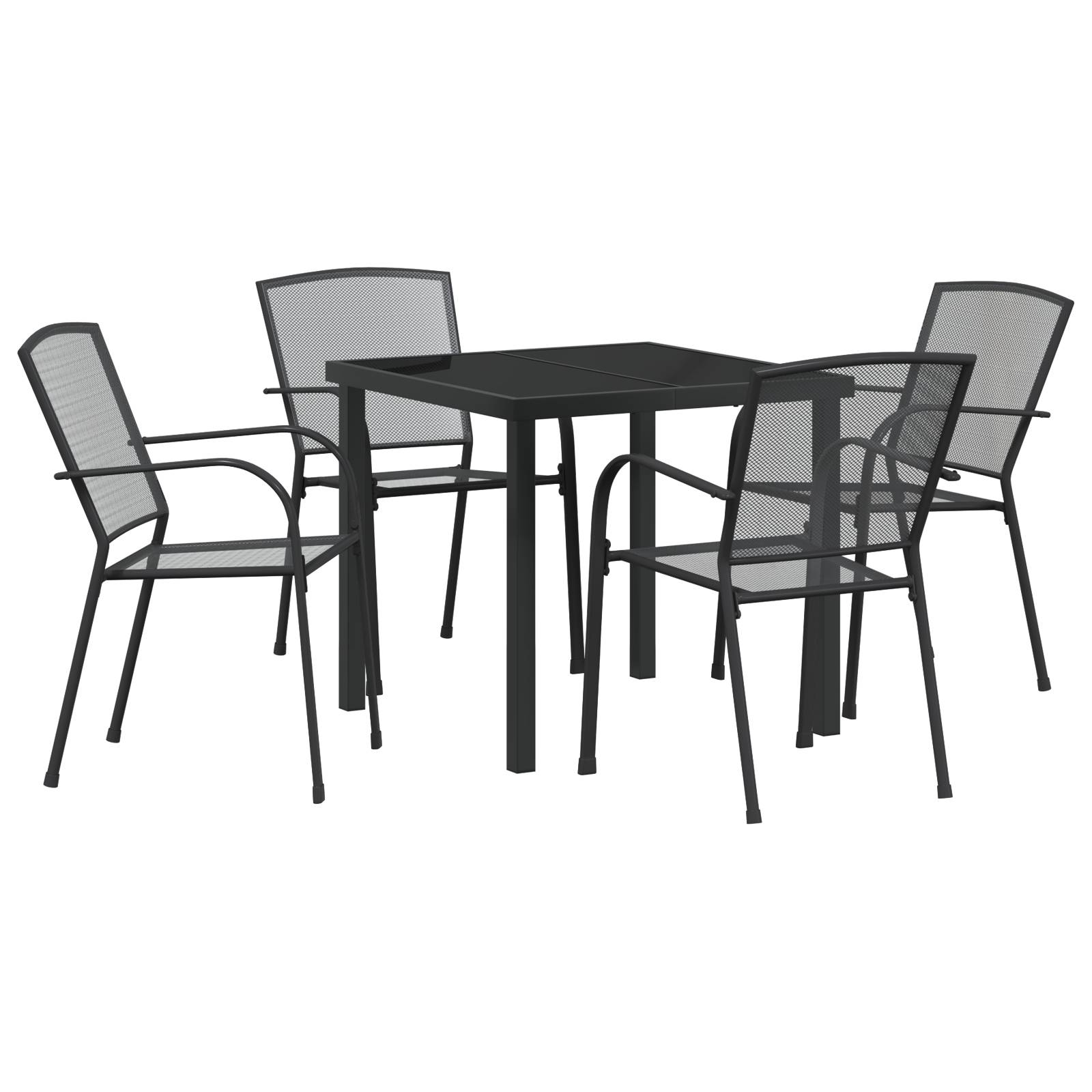 vidaXL 5-tlg. Garten-Essgruppe Anthrazit Stahl