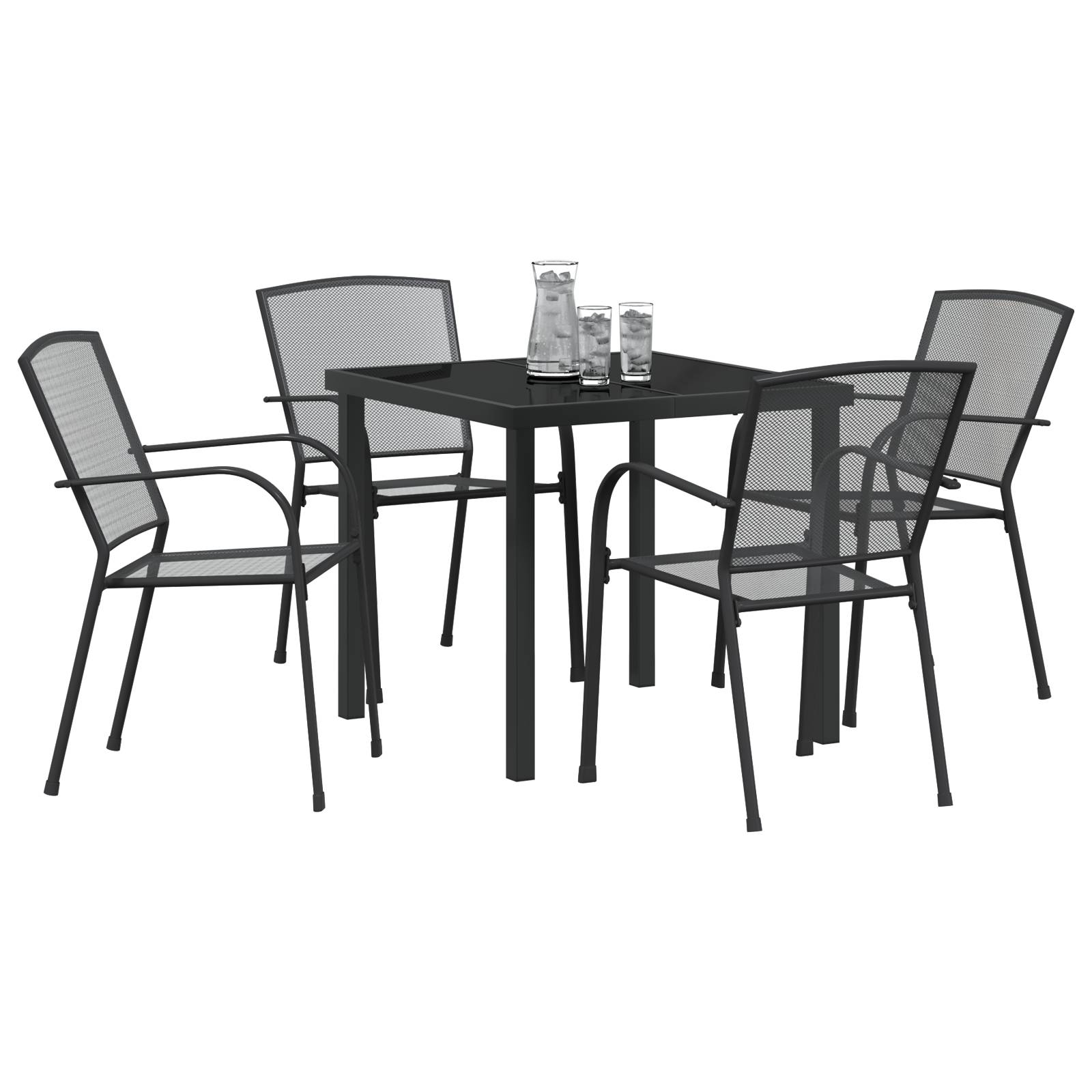 vidaXL 5-tlg. Garten-Essgruppe Anthrazit Stahl