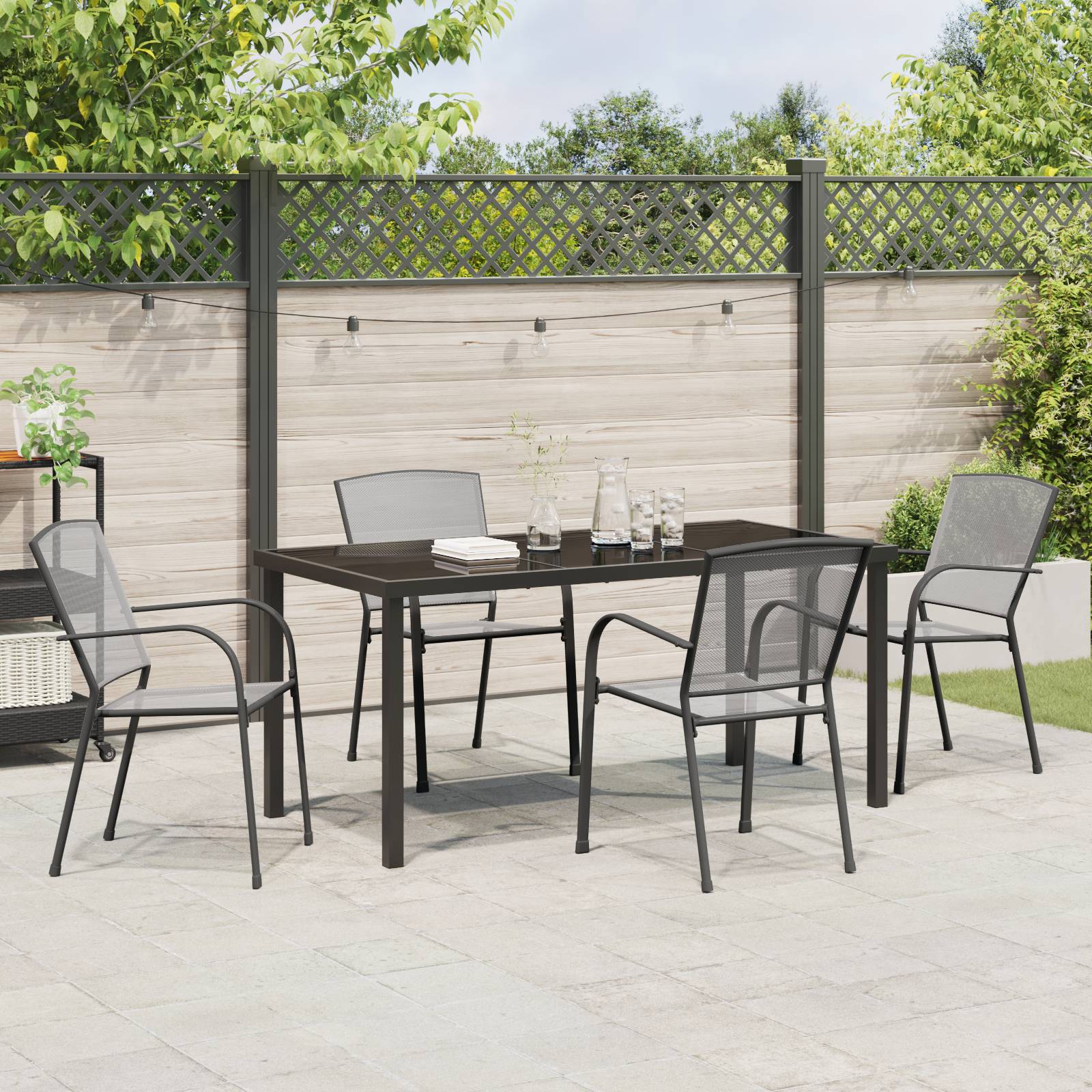 vidaXL 5-tlg. Garten-Essgruppe Anthrazit Stahl