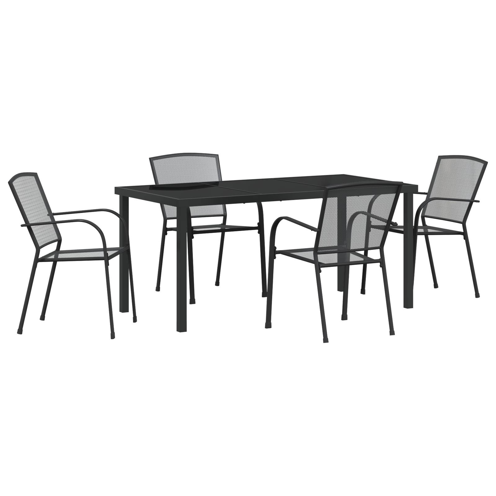 vidaXL 5-tlg. Garten-Essgruppe Anthrazit Stahl