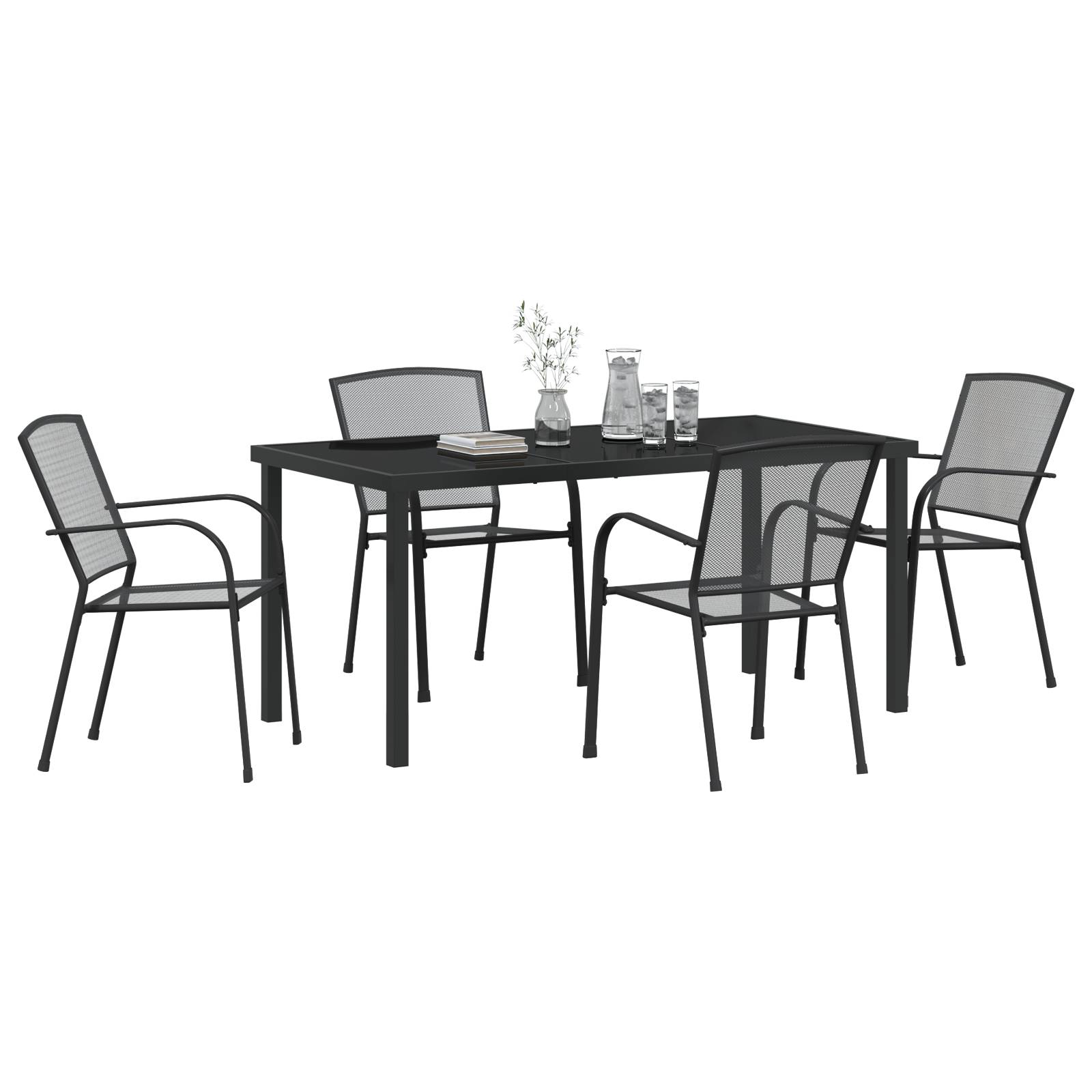 vidaXL 5-tlg. Garten-Essgruppe Anthrazit Stahl