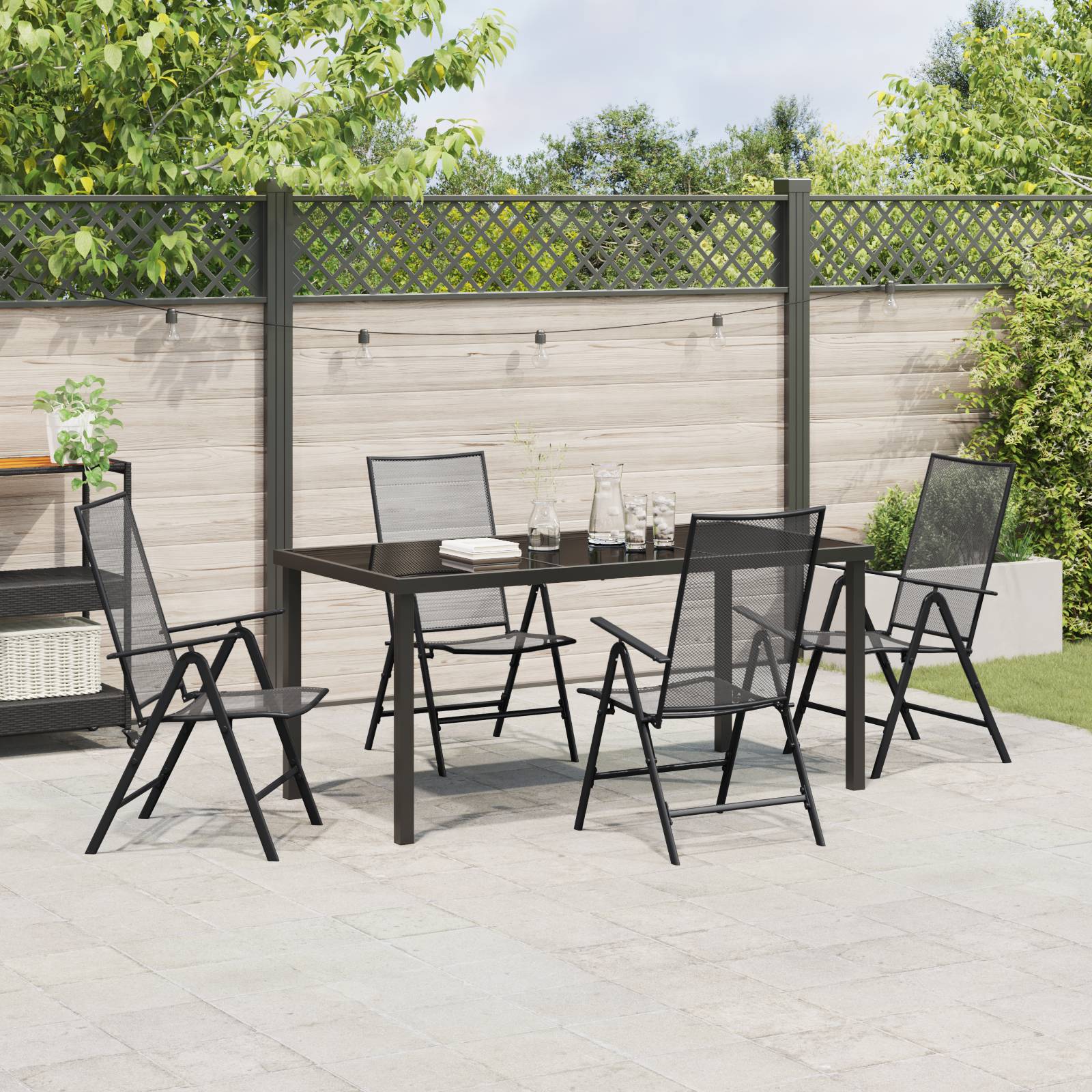 vidaXL 5-teiliges Garten-Dining-Set Anthrazitstahl