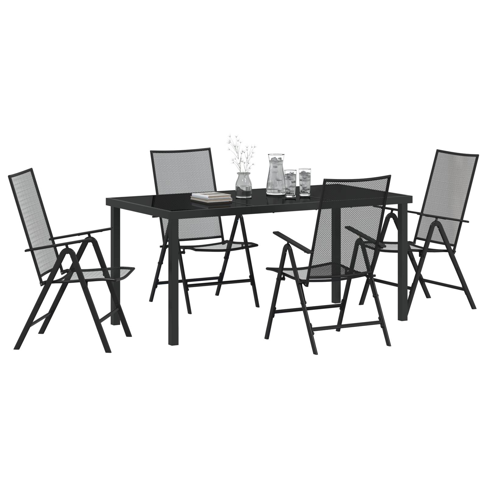 vidaXL 5-teiliges Garten-Dining-Set Anthrazitstahl