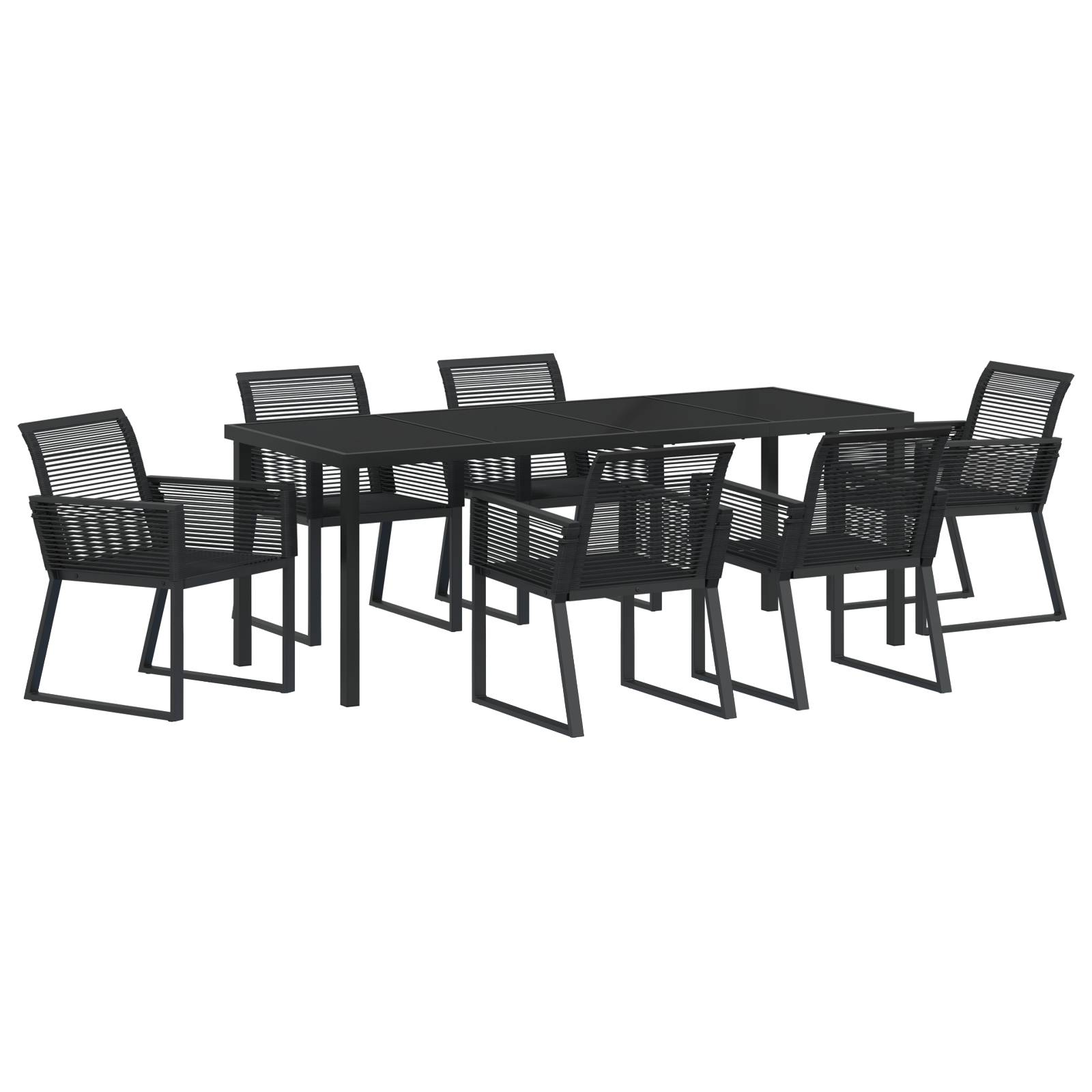 vidaXL 7-tlg. Garten-Essgruppe Schwarz Poly Rattan