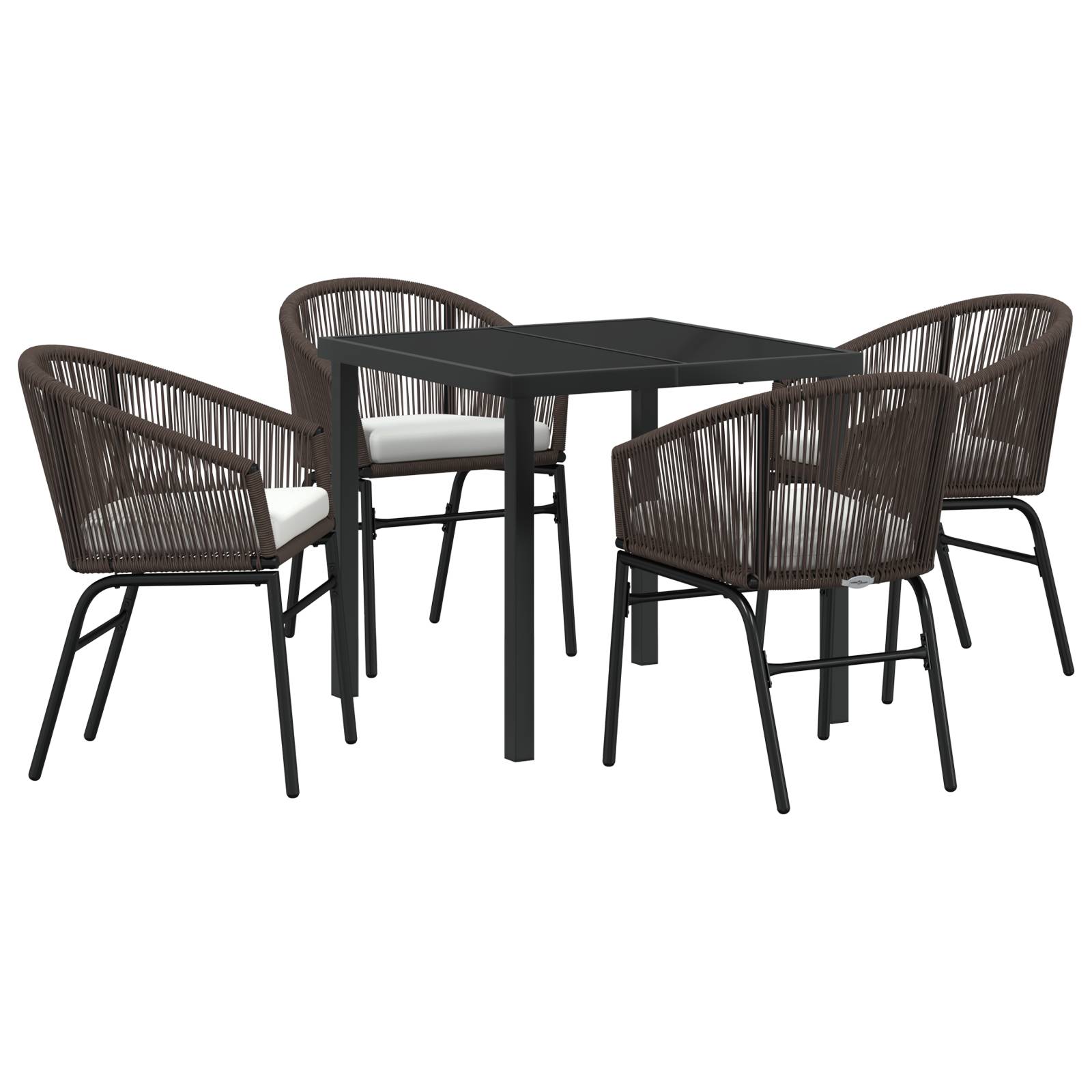 vidaXL 5-teiliges Garten-Esszimmer-Set - Braun Poly Rattan