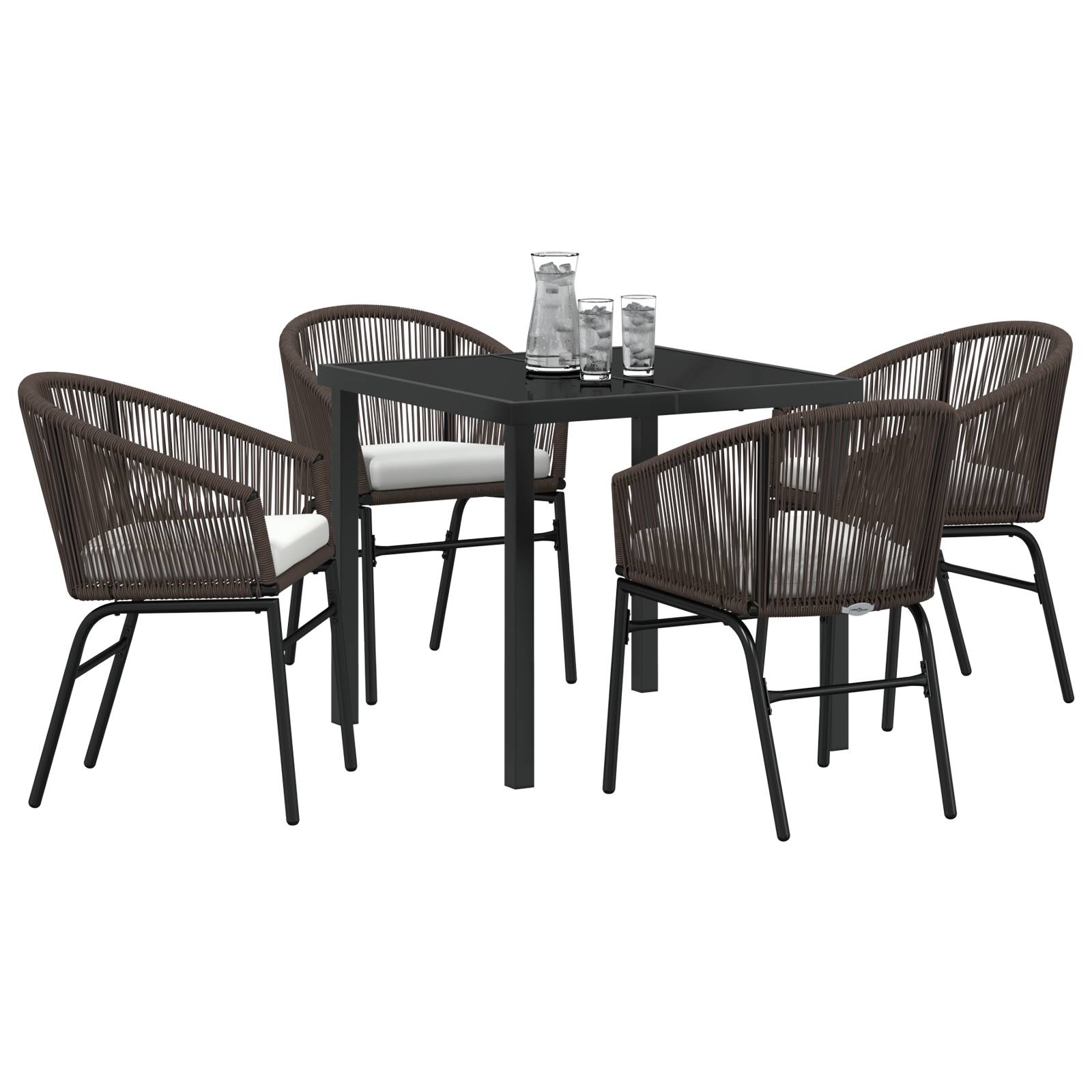 vidaXL 5-teiliges Garten-Esszimmer-Set - Braun Poly Rattan