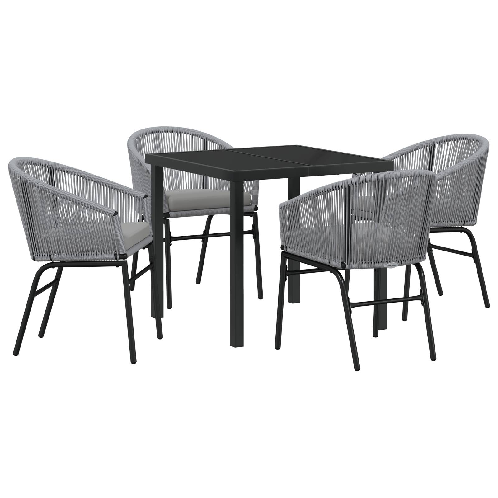 vidaXL 5-teiliges Garten-Ess-Set - Graues Poly-Rattan