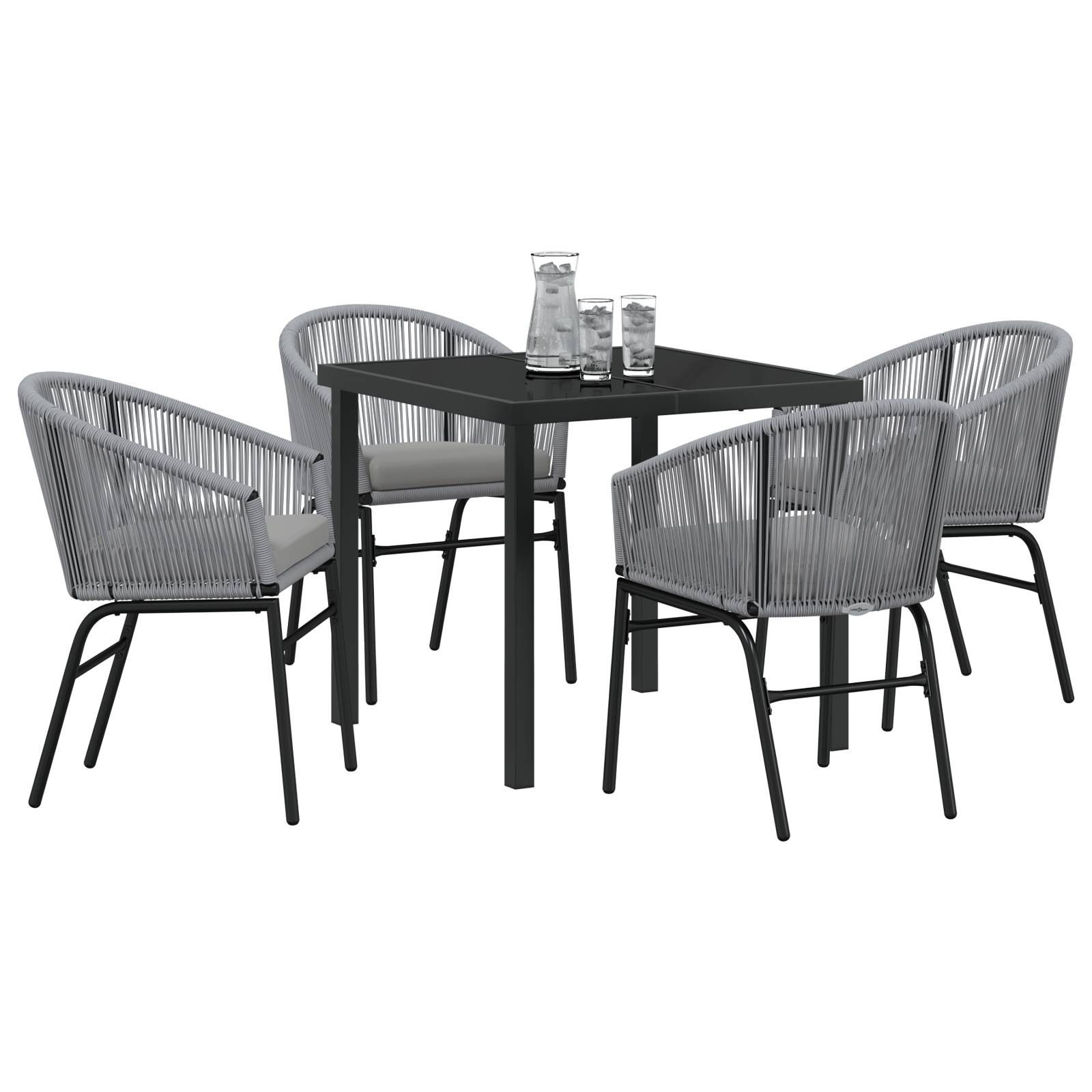 vidaXL 5-teiliges Garten-Ess-Set - Graues Poly-Rattan