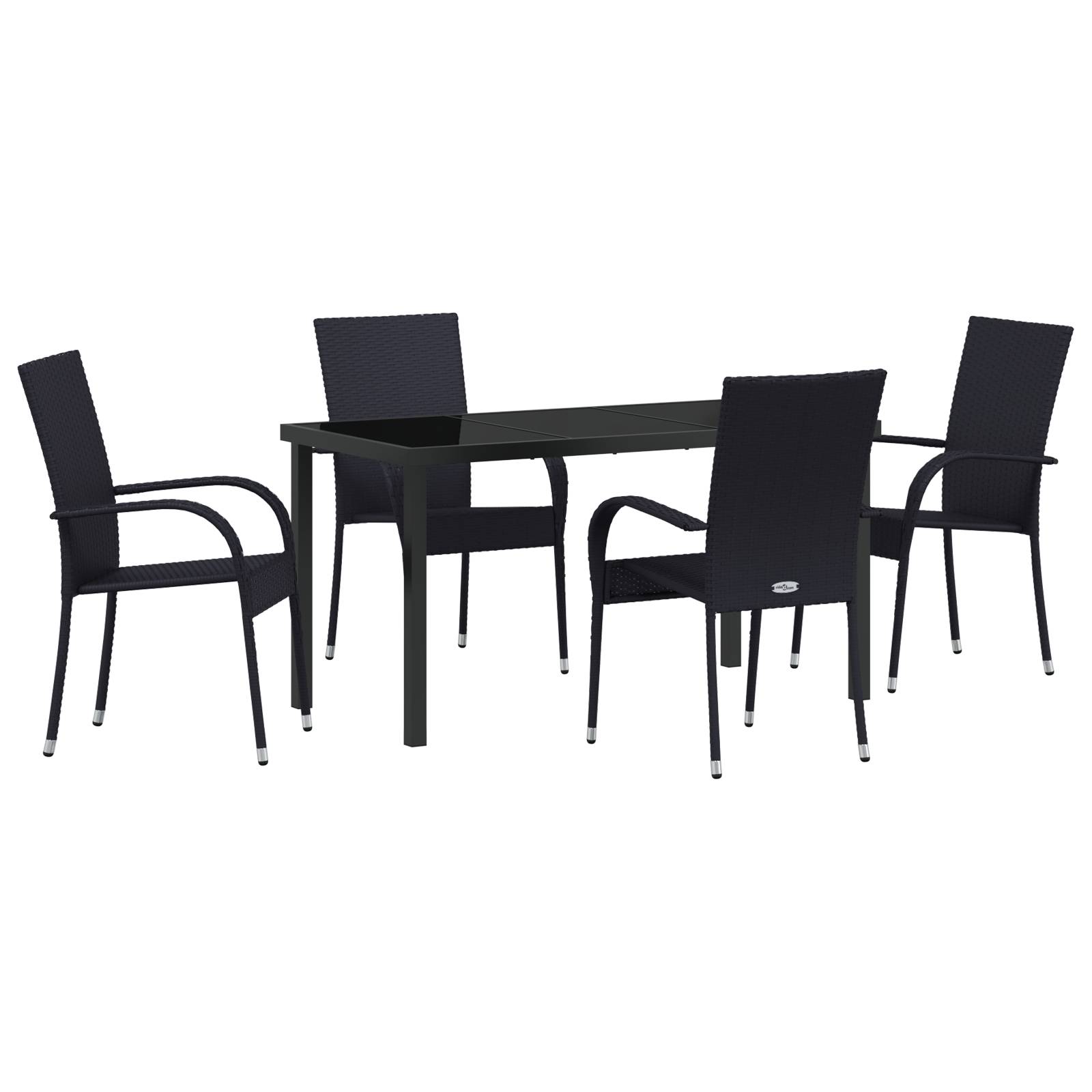 vidaXL 5-teiliges Gartenset aus schwarzem Poly-Rattan