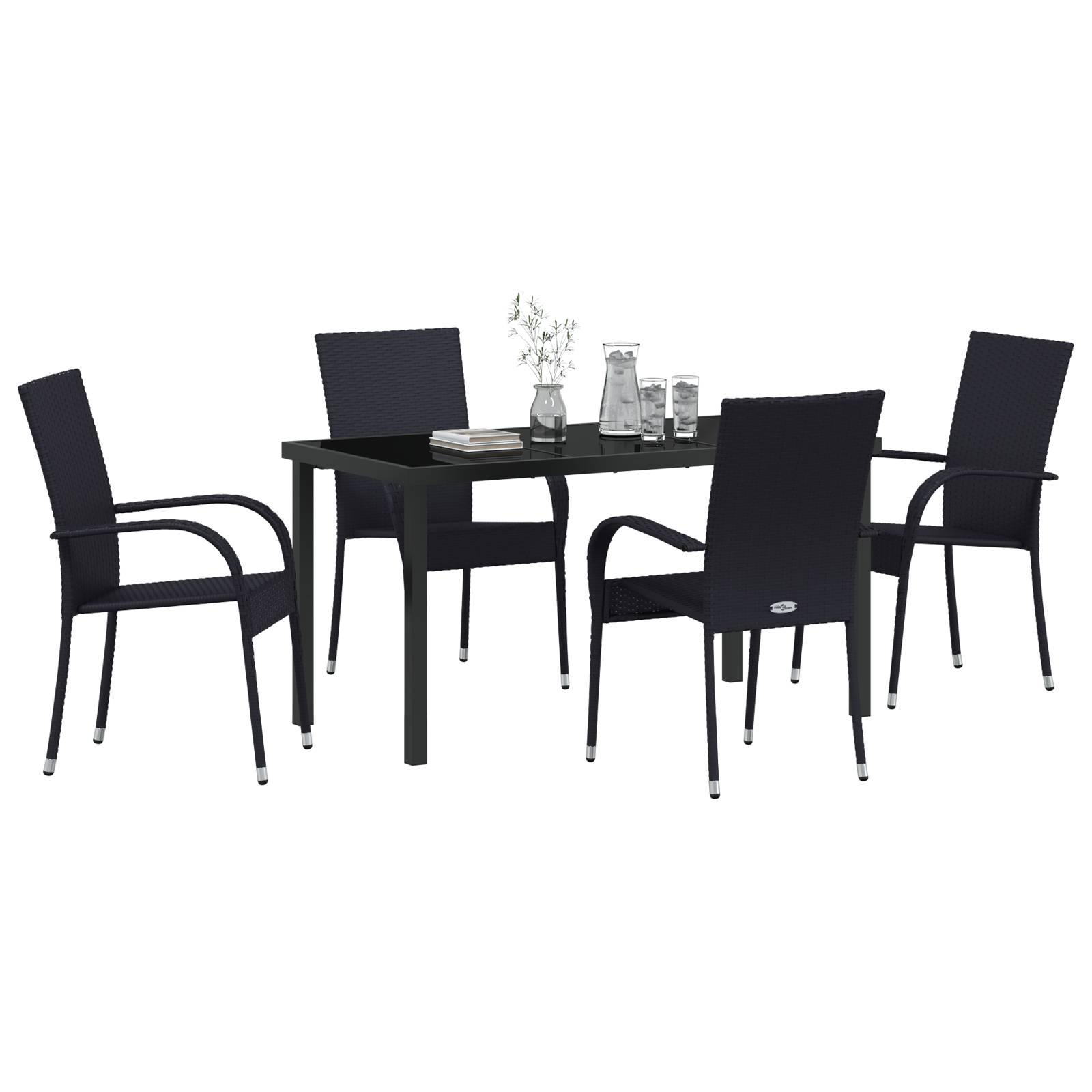 vidaXL 5-teiliges Gartenset aus schwarzem Poly-Rattan