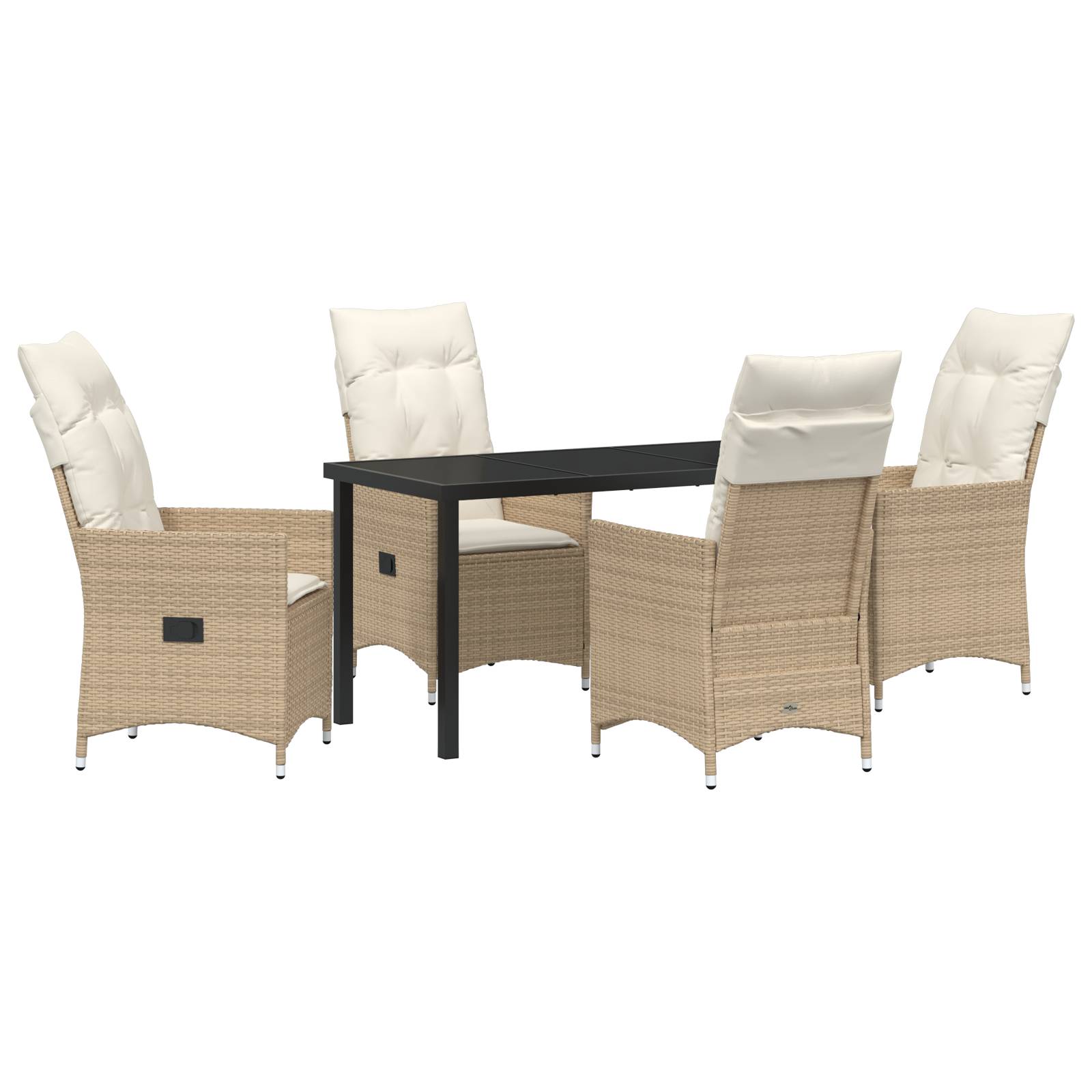 vidaXL 5-teiliges Garten-Dining-Set mit Kissen Beige Poly-Rattan