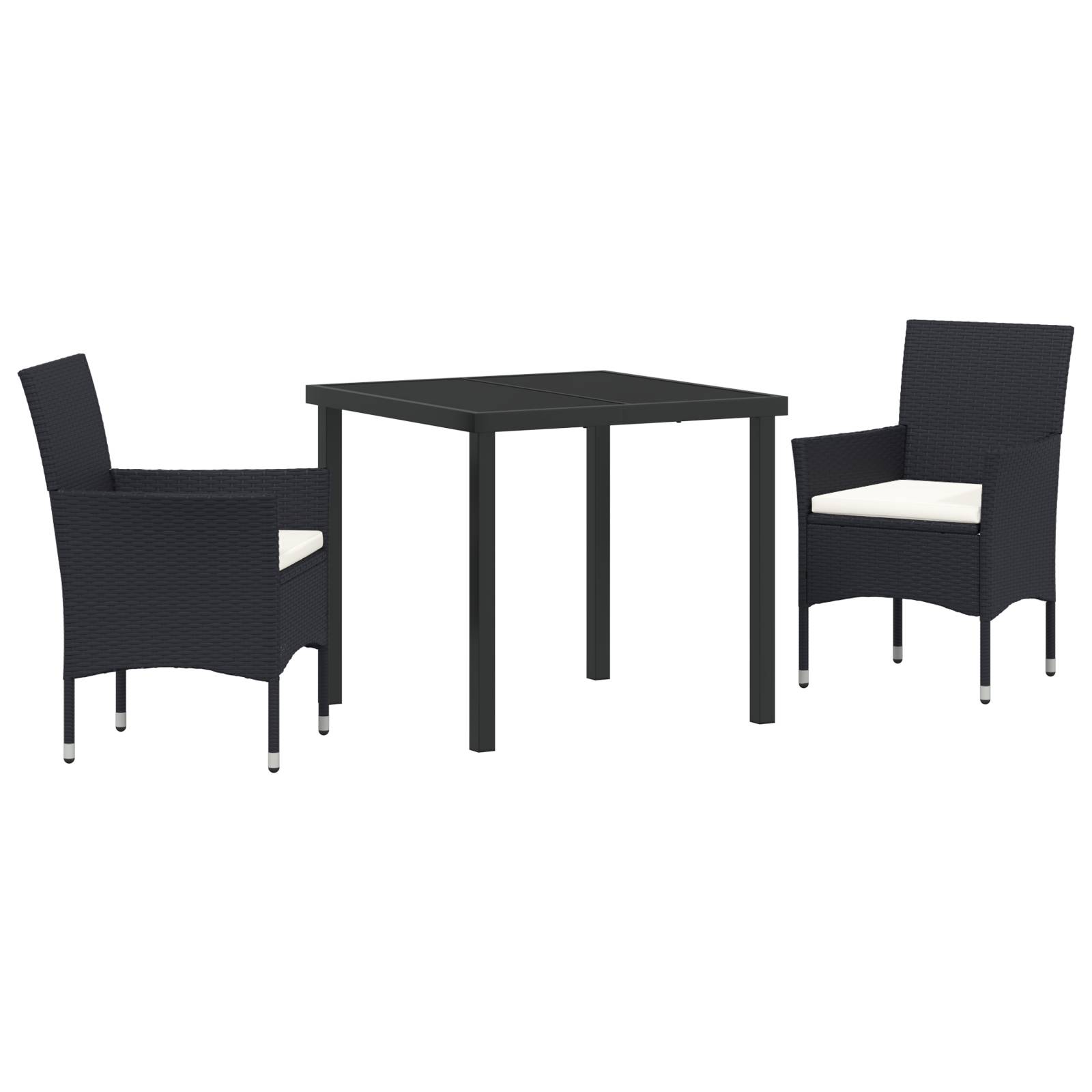 vidaXL 2-teiliges Garten Essstuhl Set Schwarz Poly Rattan