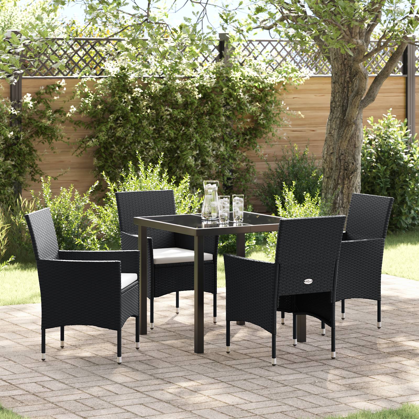 vidaXL 5-teiliges Garten-Essset aus schwarzem Poly-Rattan