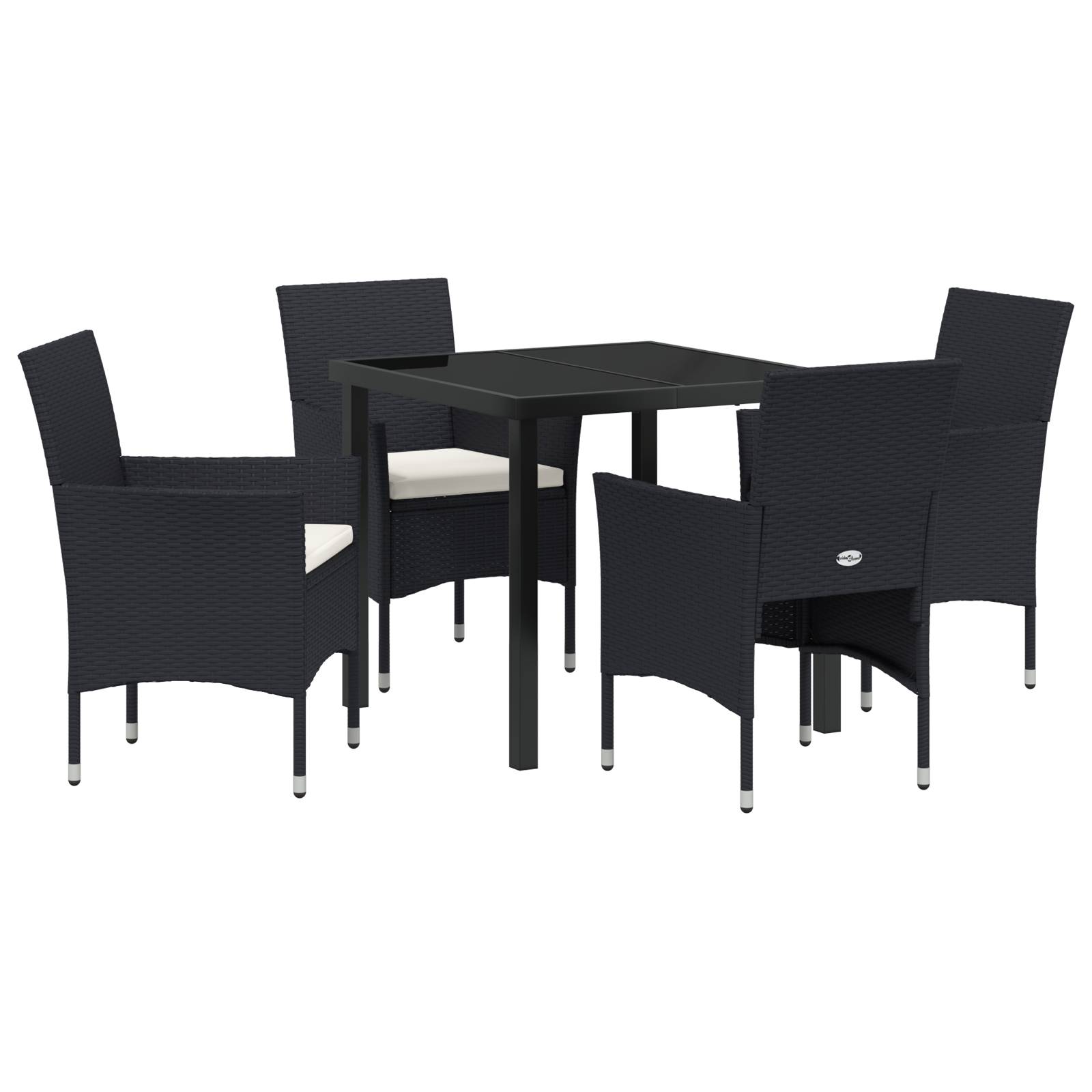 vidaXL 5-teiliges Garten-Essset aus schwarzem Poly-Rattan