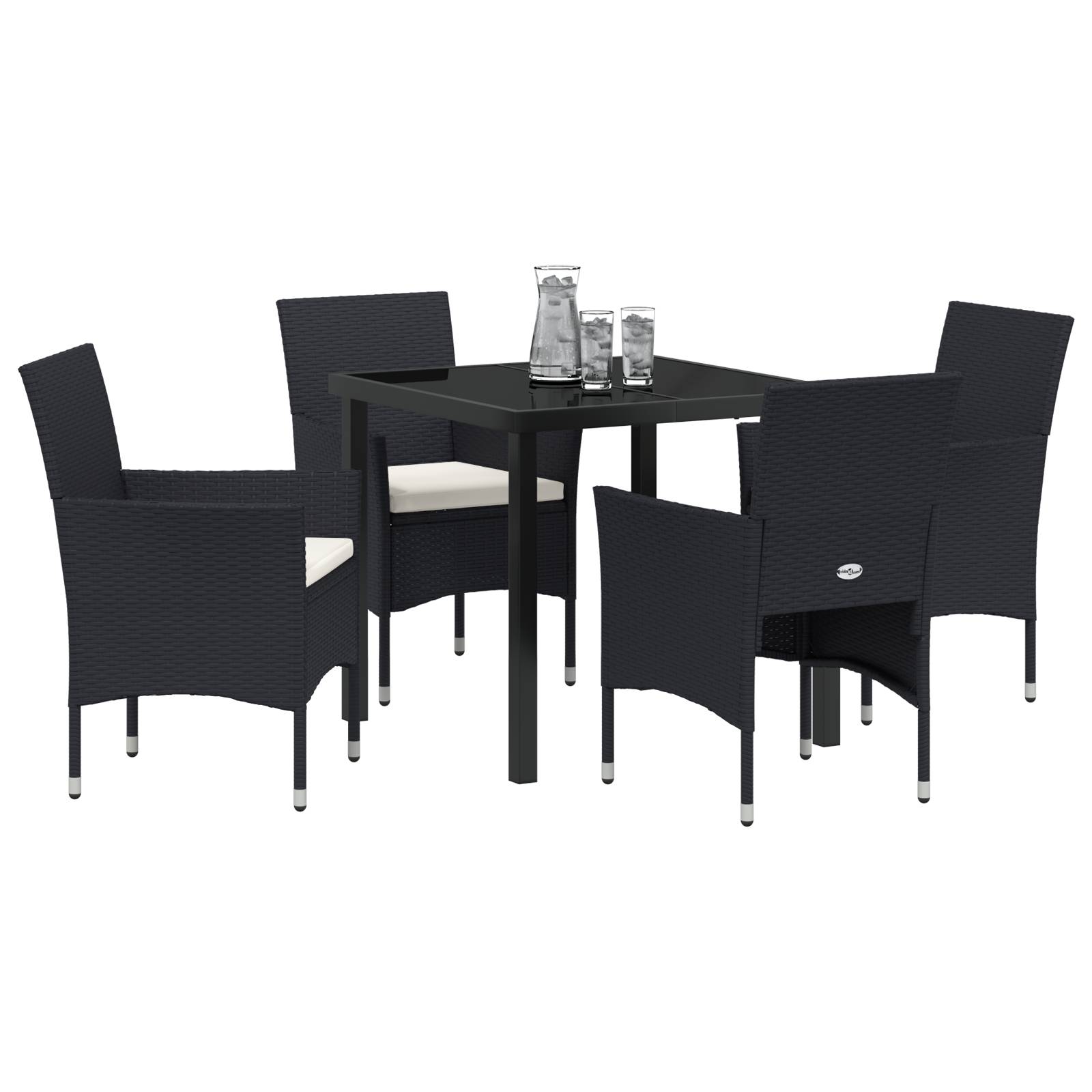 vidaXL 5-teiliges Garten-Essset aus schwarzem Poly-Rattan