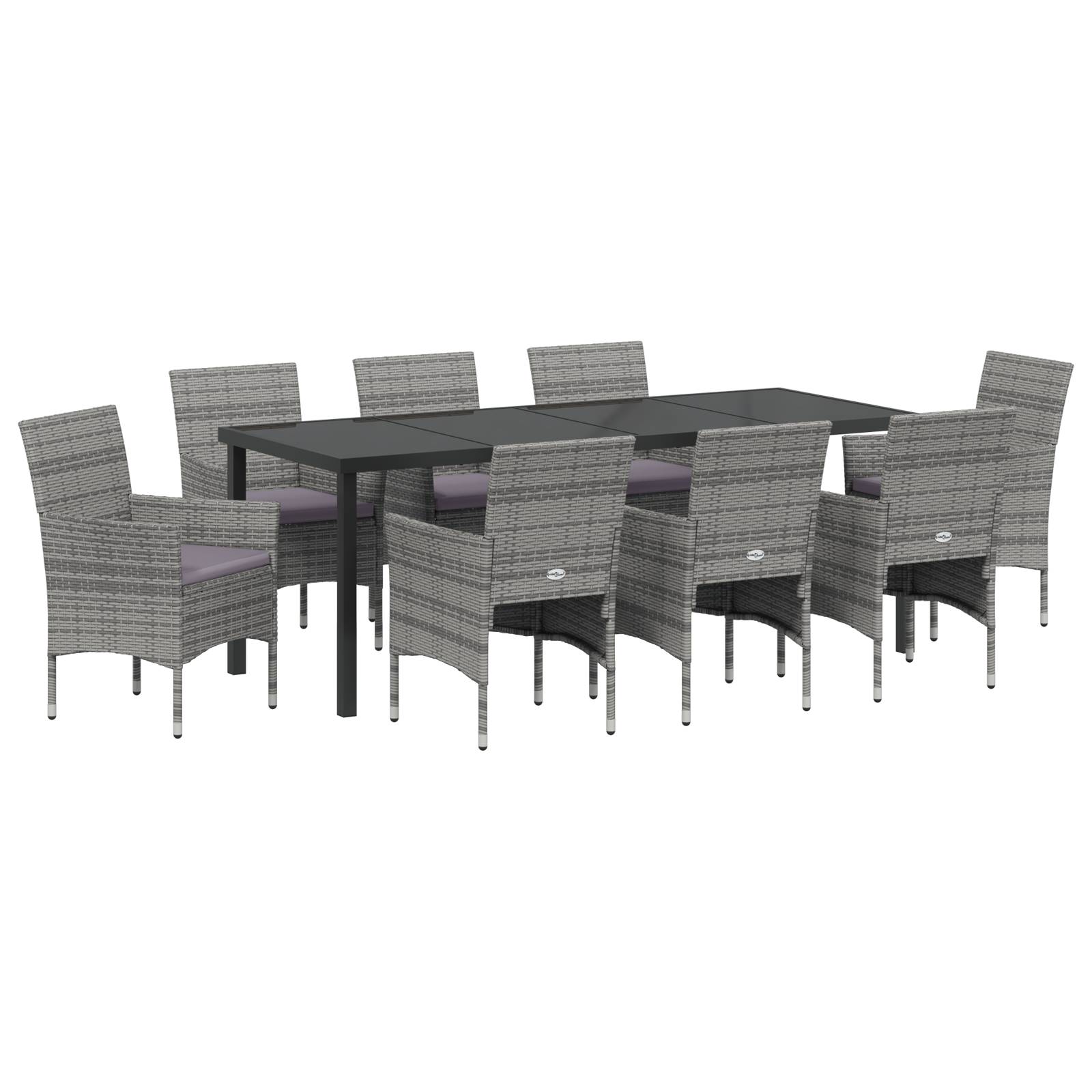 vidaXL 9-teiliges Garten-Essset Grau Poly-Rattan