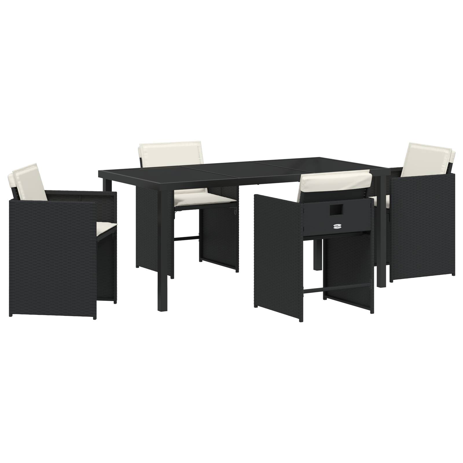 vidaXL 5-teilige Garten-Dining-Set mit Kissen Schwarz Poly-Rattan