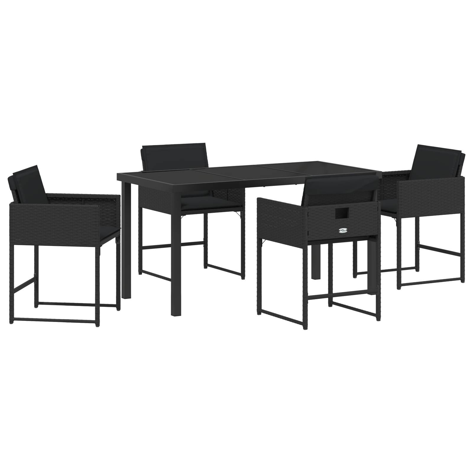 vidaXL 5-teilige Garten-Essgruppe mit Kissen Schwarz Poly Rattan