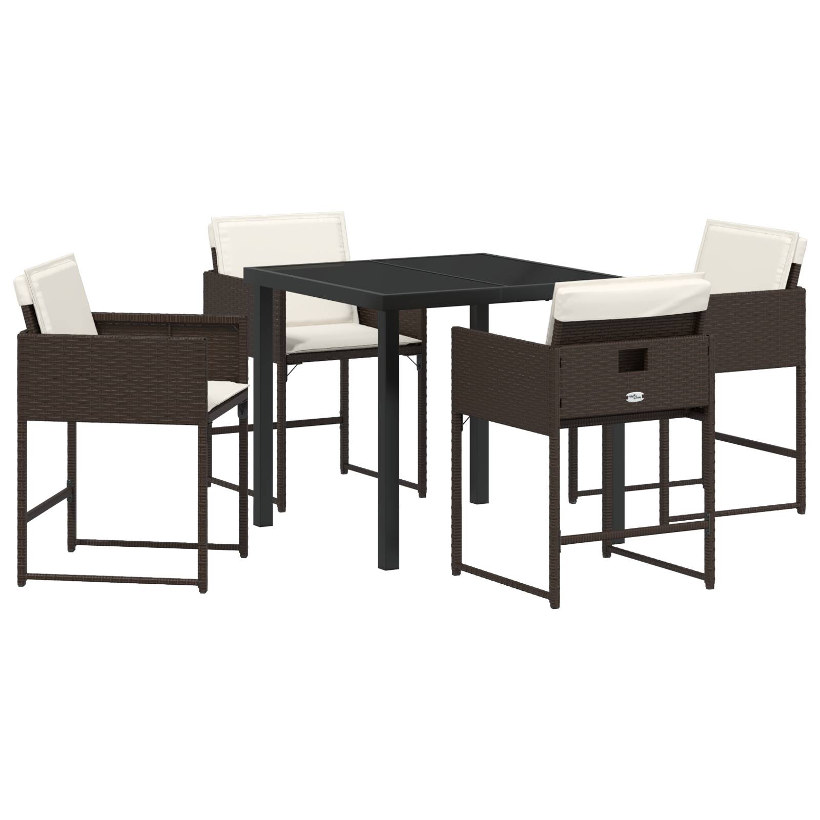vidaXL 5-teiliges Garten-Esszimmer-Set mit Kissen aus braunem Poly-Rattan