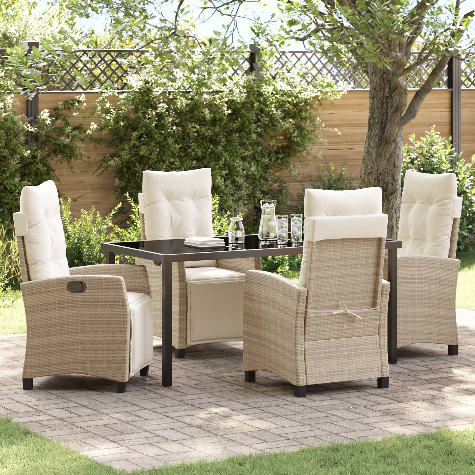 vidaXL 5-tlg. Garten-Essgruppe Beige Poly Rattan