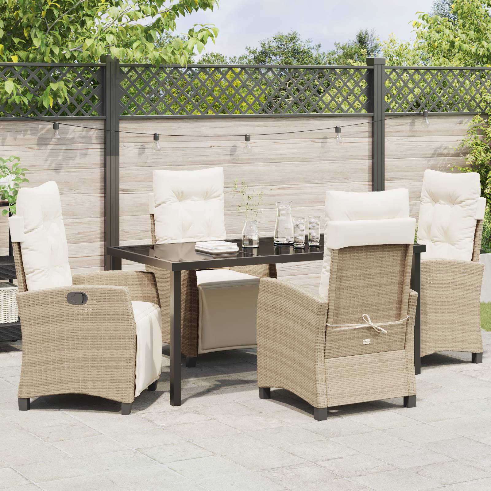 vidaXL 5-tlg. Garten-Essgruppe Beige Poly Rattan