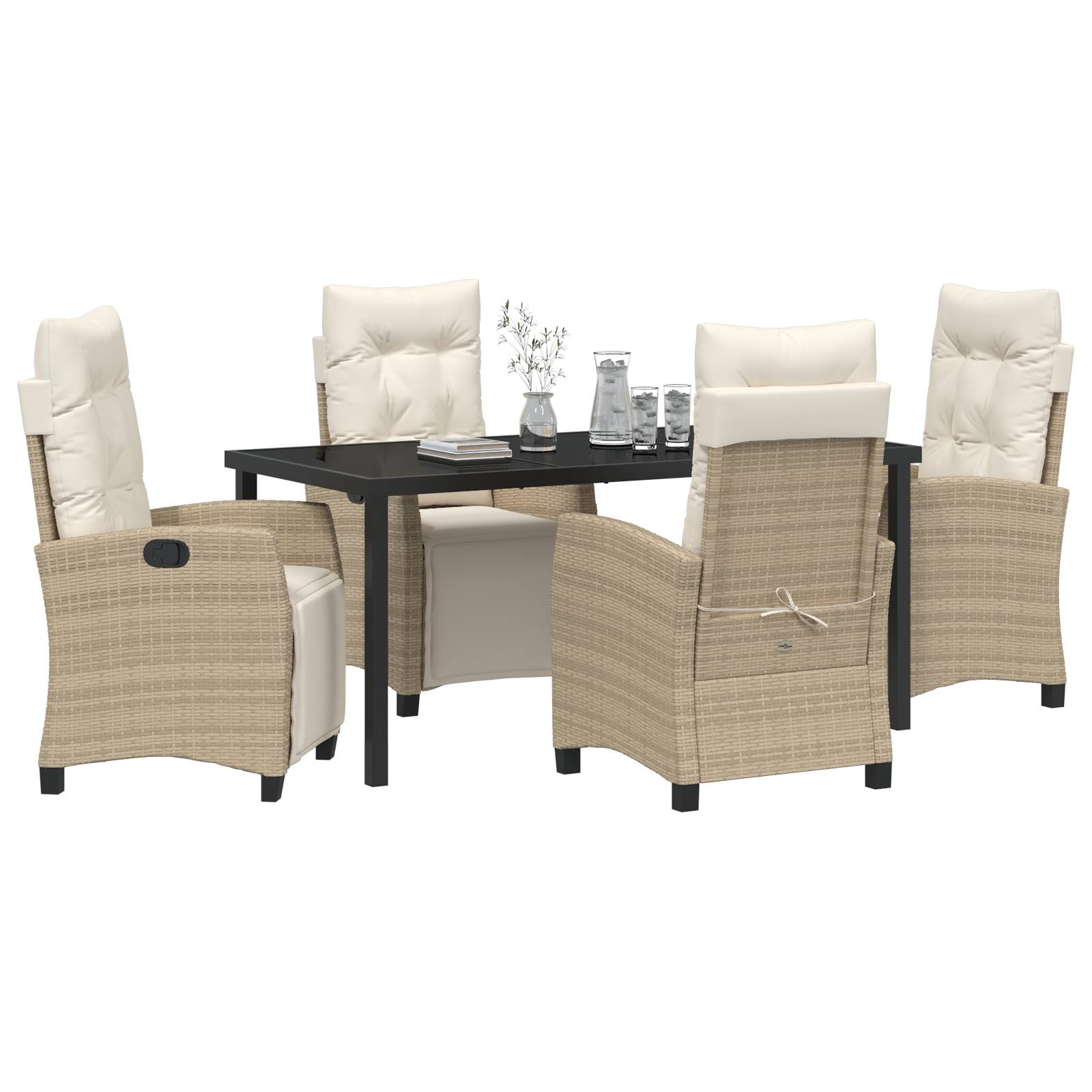 vidaXL 5-tlg. Garten-Essgruppe Beige Poly Rattan