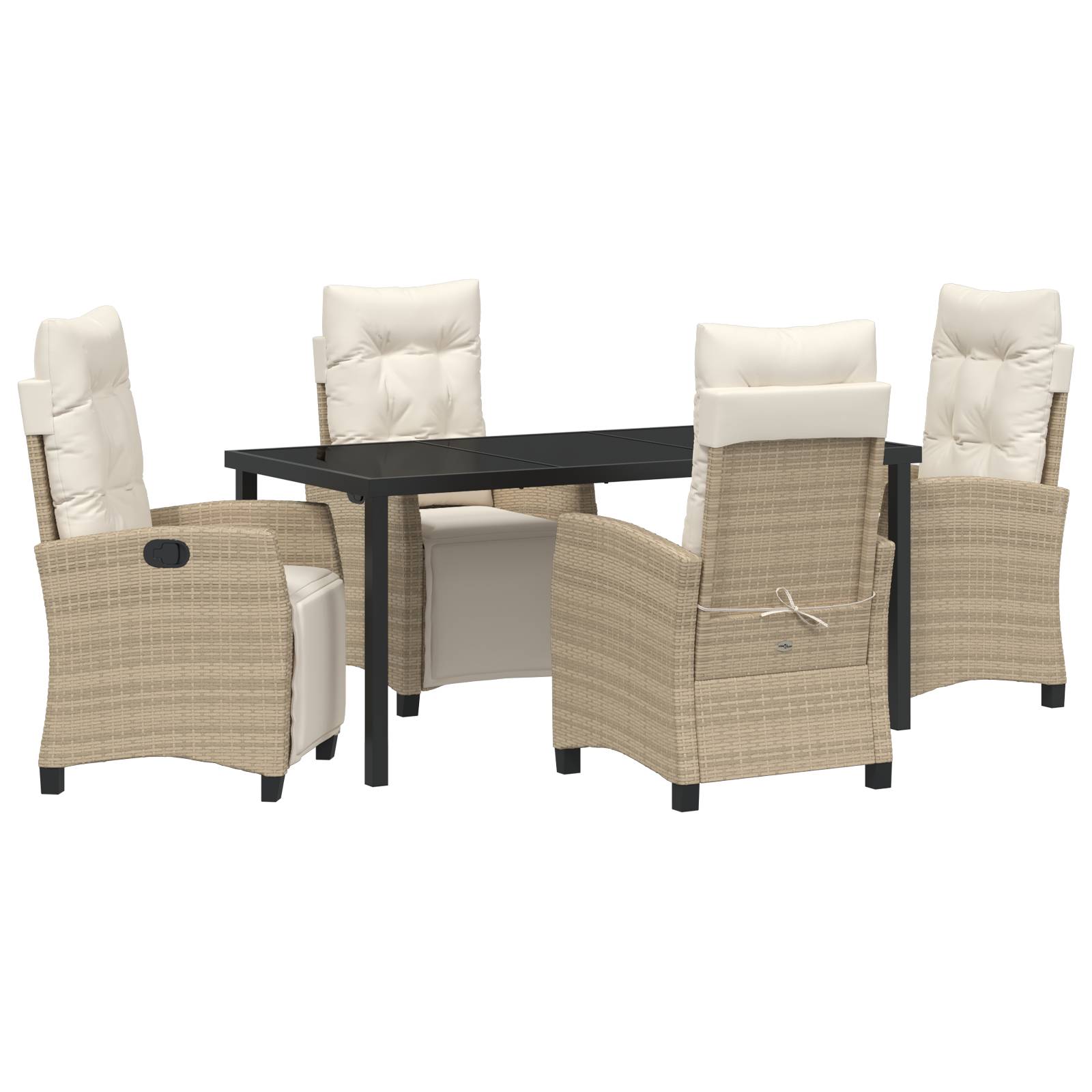vidaXL 5-tlg. Garten-Essgruppe Beige Poly Rattan