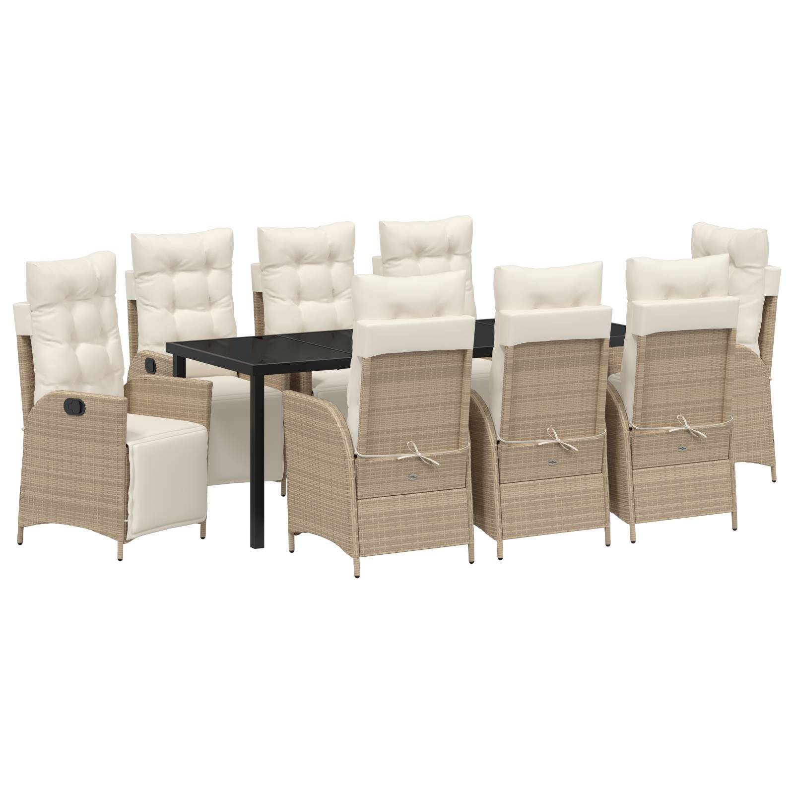 vidaXL 9-teiliges Garten-Esszimmer Set Beige Poly-Rattan