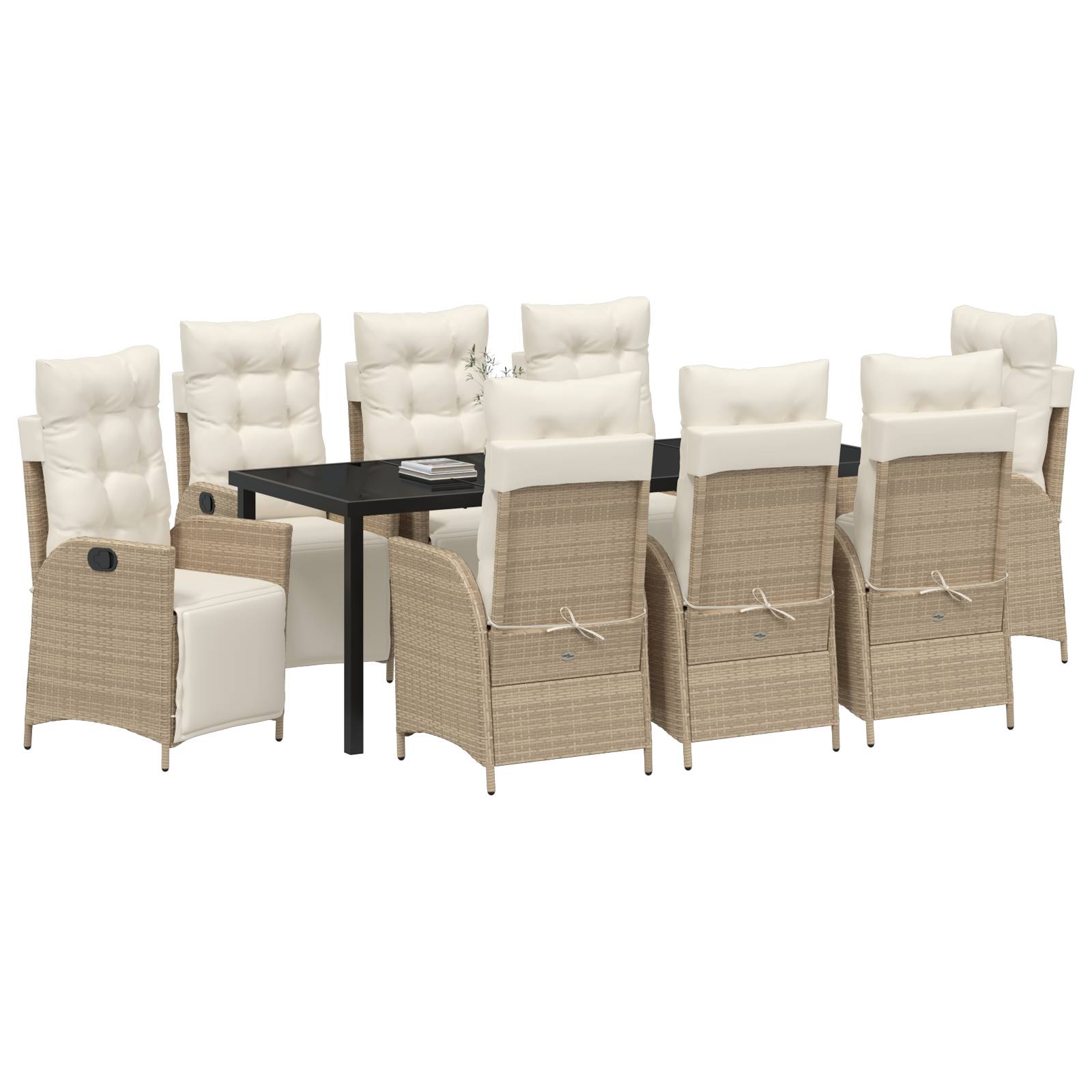 vidaXL 9-teiliges Garten-Esszimmer Set Beige Poly-Rattan