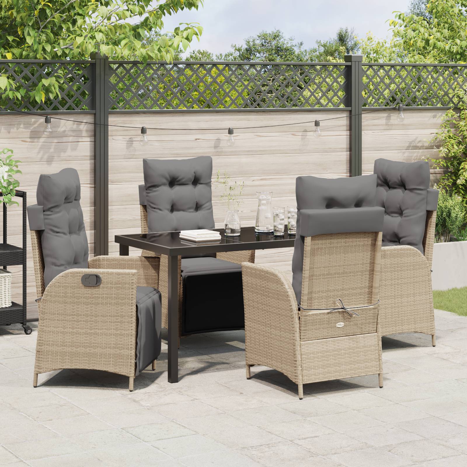 vidaXL 5-teiliges Garten-Dining-Set Beige Poly Rattan