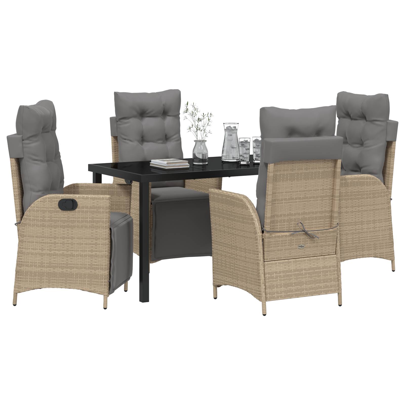 vidaXL 5-teiliges Garten-Dining-Set Beige Poly Rattan