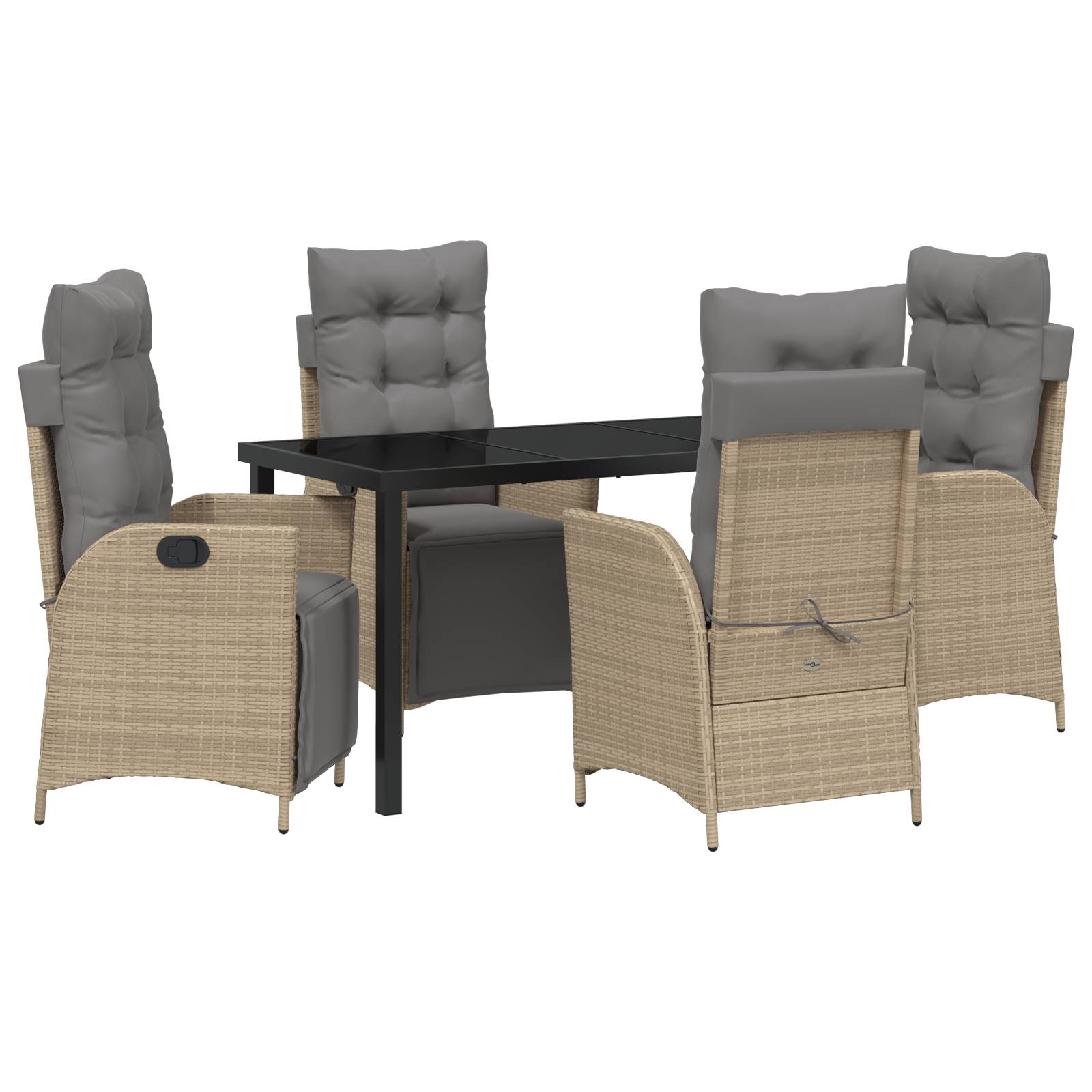 vidaXL 5-teiliges Garten-Dining-Set Beige Poly Rattan