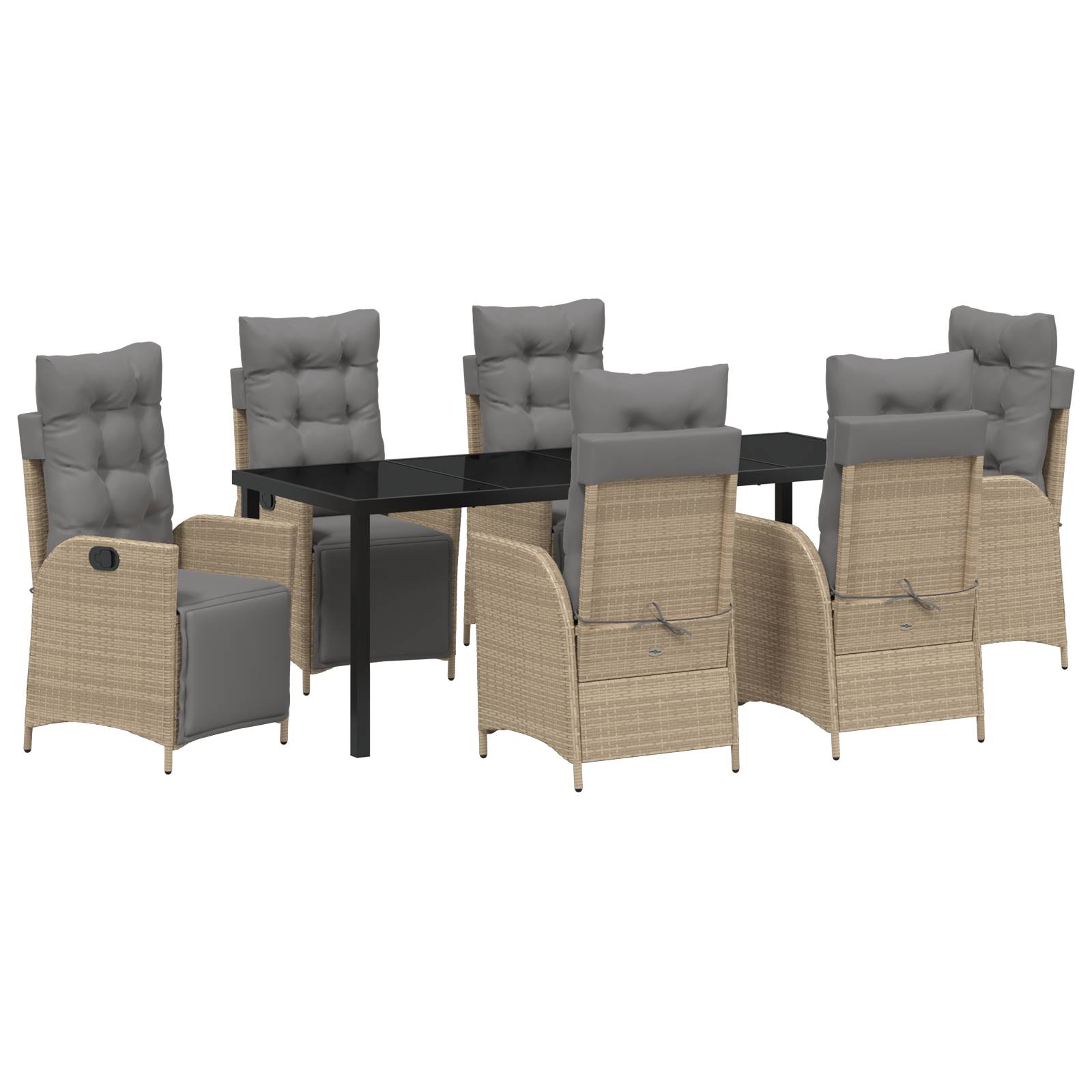 vidaXL 7-teiliges Garten-Dining-Set Beiges Poly-Rattan