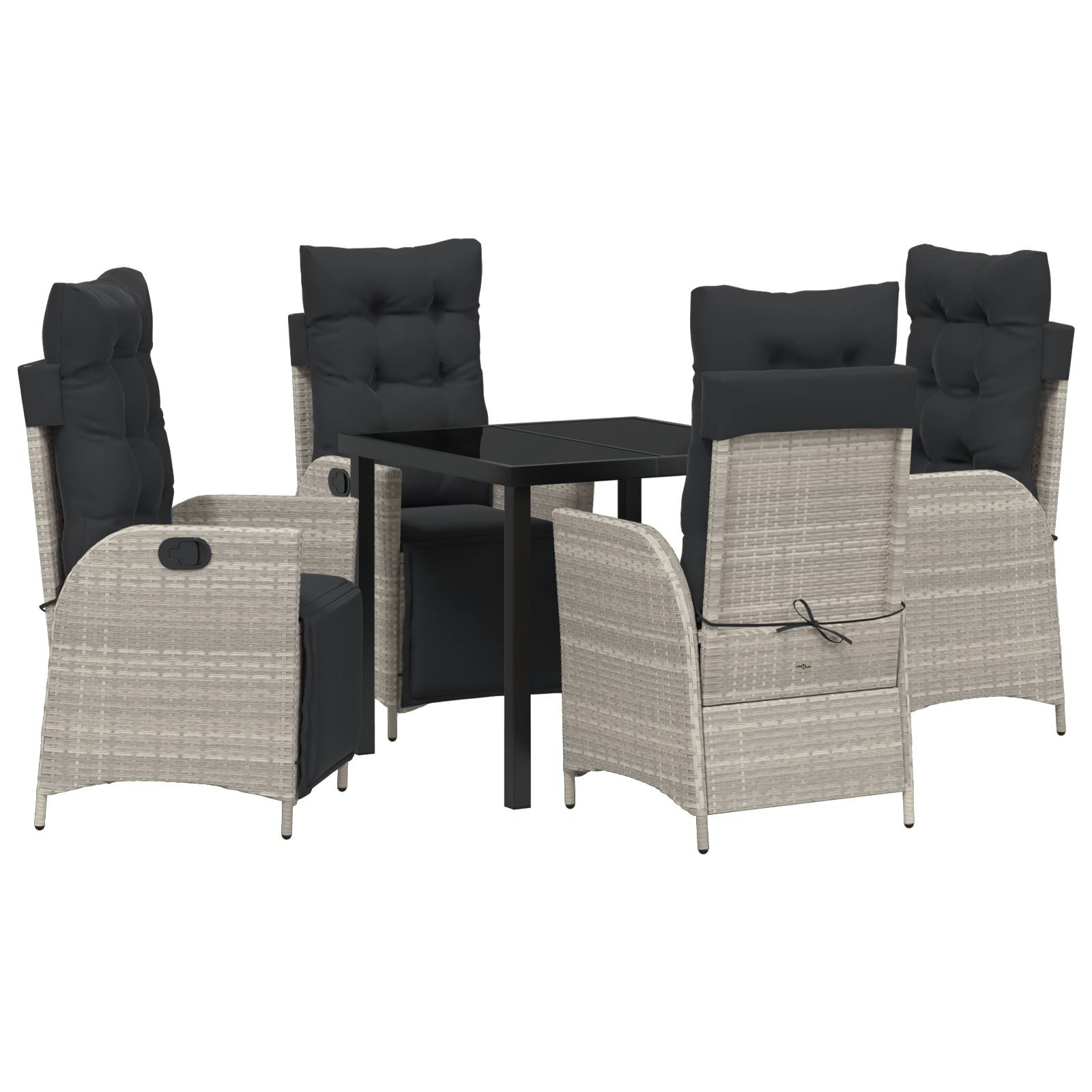 vidaXL 5-teiliges Garten-Esstisch-Set Hellgrau aus Poly-Rattan