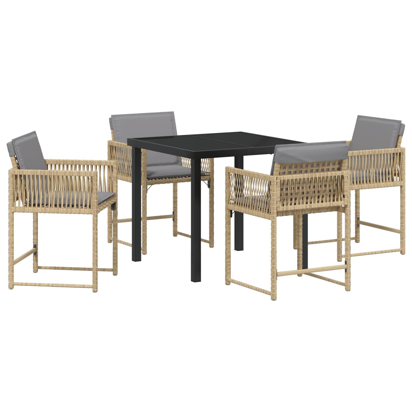 vidaXL 5-tlg. Garten-Essgruppe mit Kissen Beige Poly Rattan