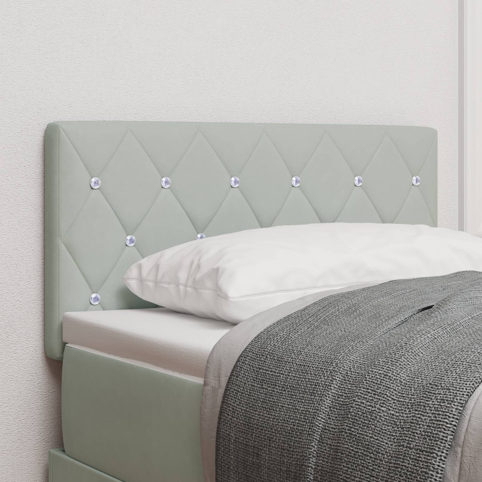 vidaXL LED Kopfteil Kristallknopf Gepolstert Hellgrau 80 cm Samt