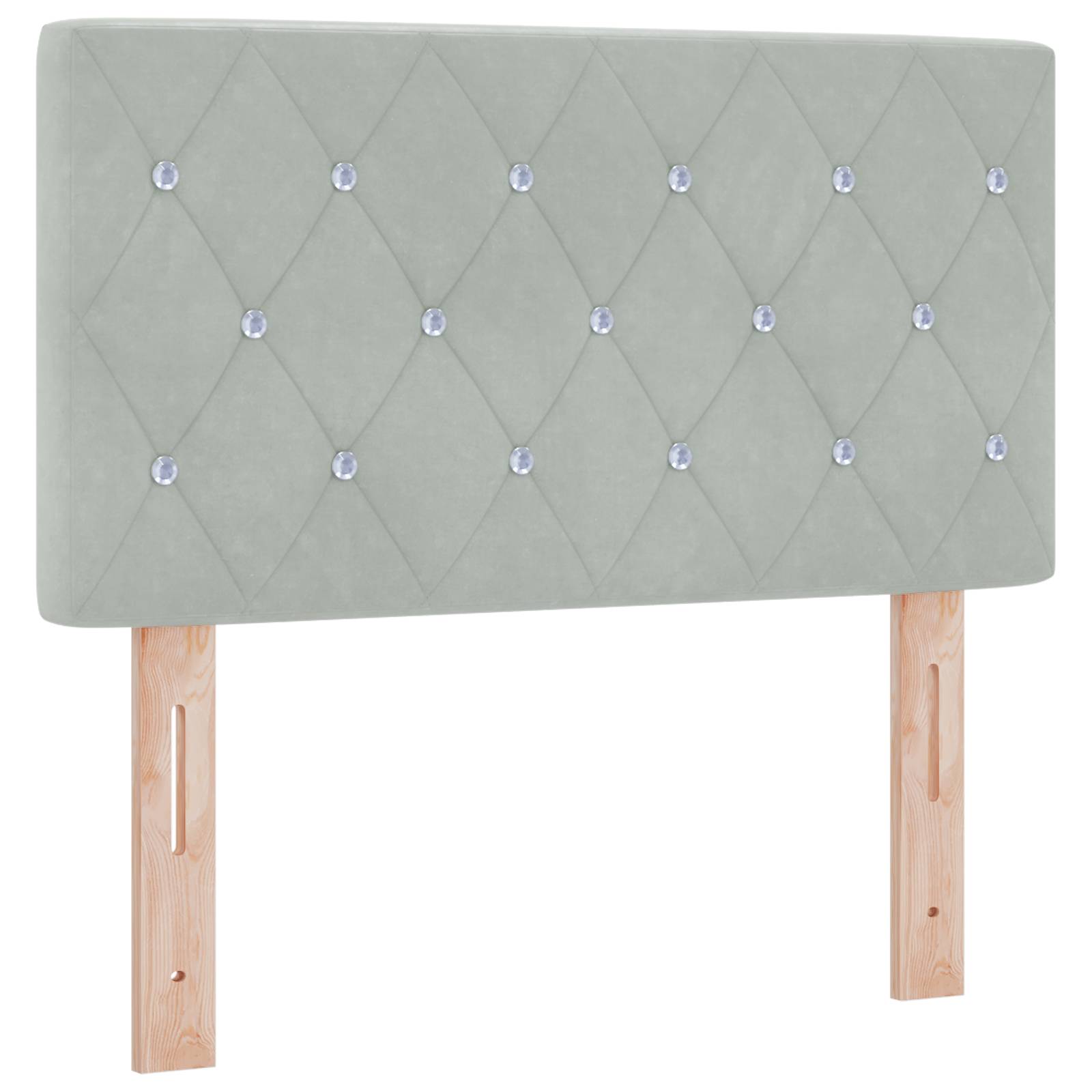 vidaXL LED Kopfteil Kristallknopf Gepolstert Hellgrau 80 cm Samt